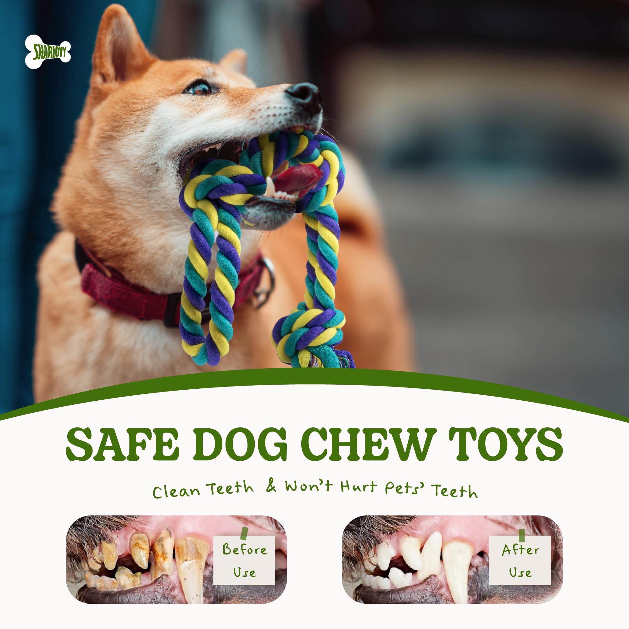 Sharlovy Dog Rope Toy For Medium Dogs, 2 Pack Heavy Duty Dog Chew Toys For Aggressive Chewers, Interactive Tug Of War Dog Toys F