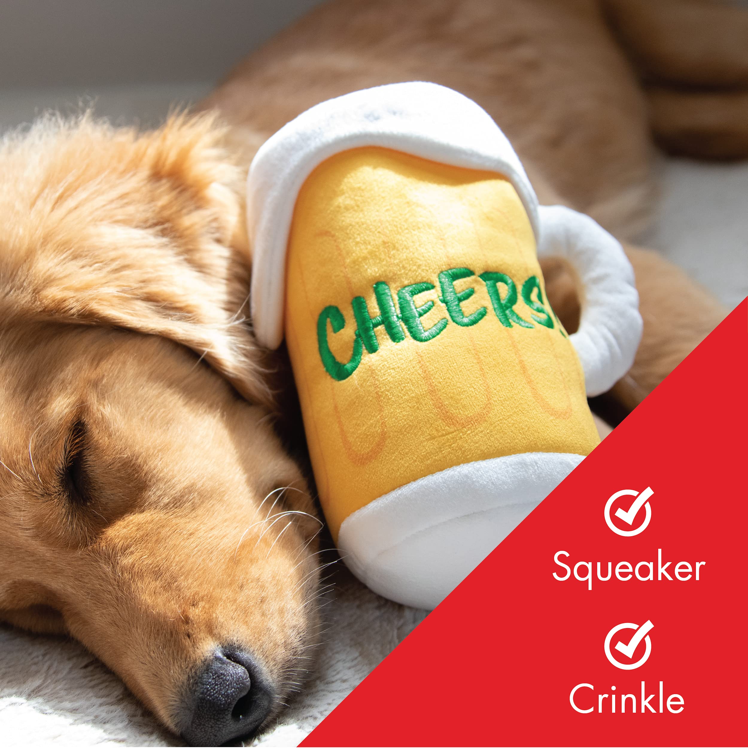 Huxley & Kent For Dogs | Cheers (Large) | Power Plush Dog Toy With Squeaker
