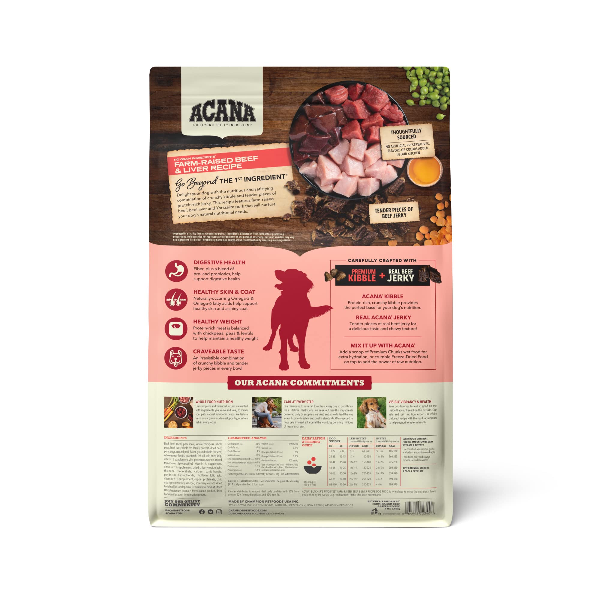 ACANA Butchers Favorites Grain-Free Dry Dog Food Farm-Raised Beef & Liver Recipe 4lb Bag