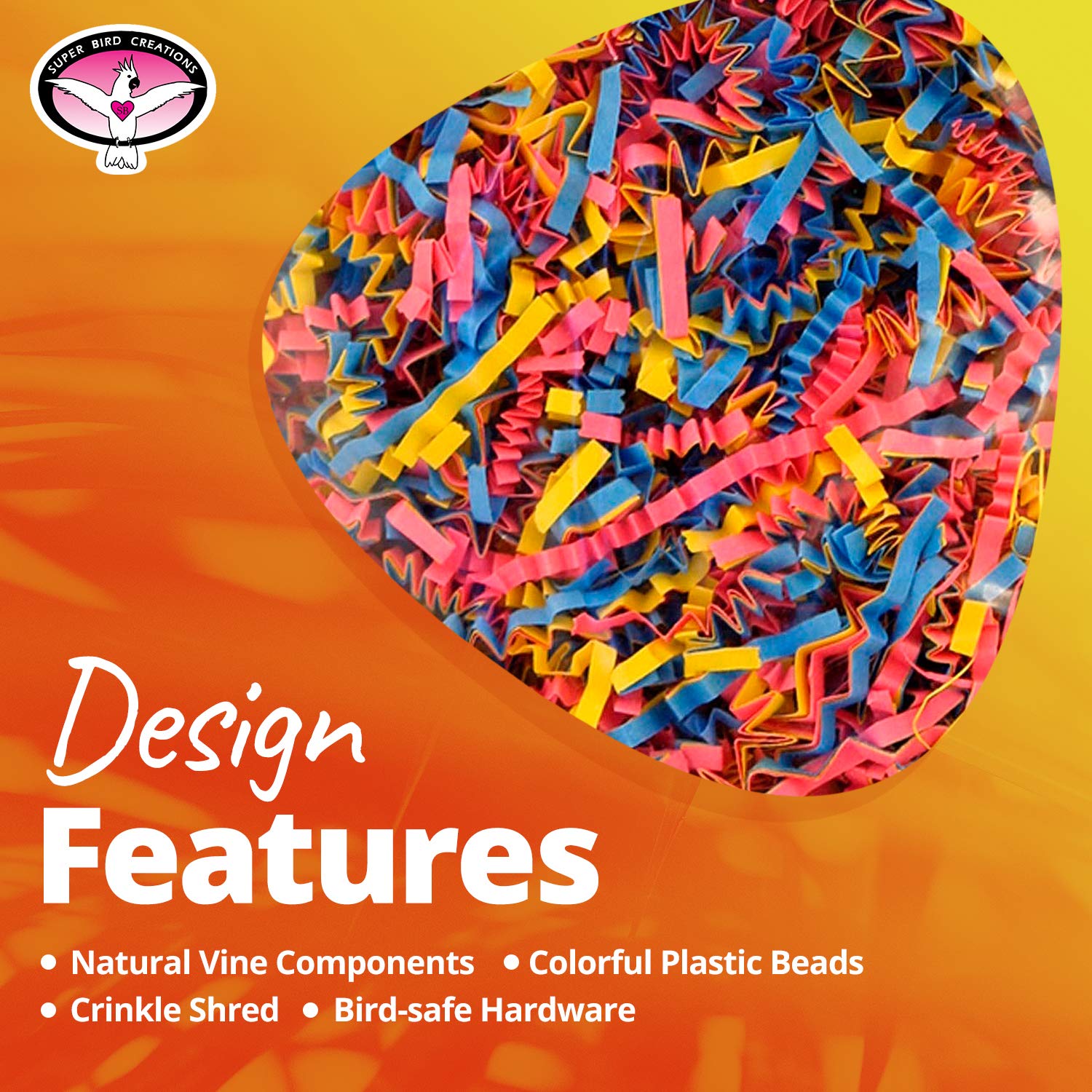 Super Bird Creations Sb541 Crinkle Crinkle Little Star Bird Toy - Small Bird Size, Parrotlets, Cockatiels, Lovebirds - Foraging & Chew Toy - Stimulating Bird Toy For Enrichment - 6' X 2'