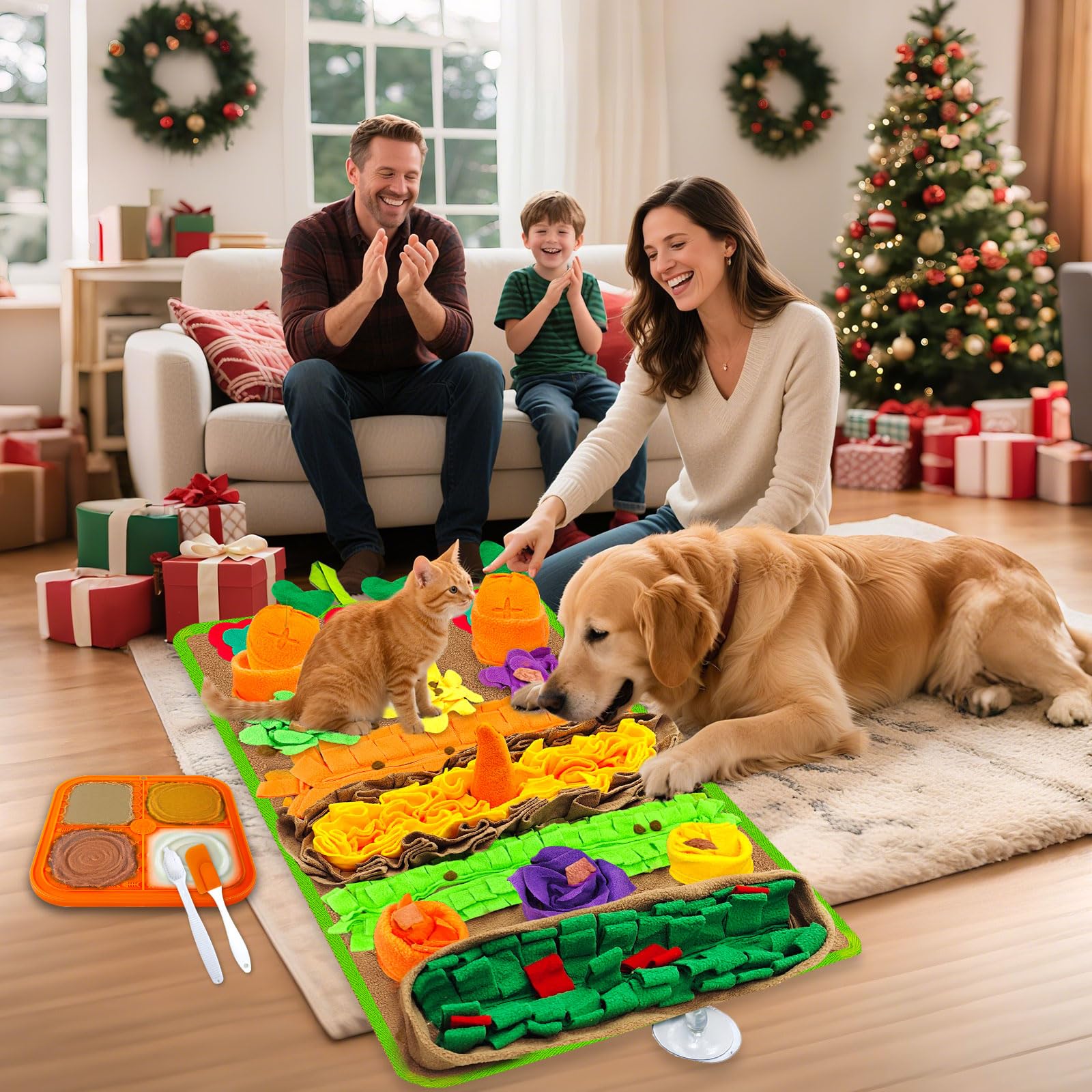 UETZLTB Snuffle Mat for Dogs Large Breed and Lick Mat Set, Interactive Dog Enrichment Puzzle Toys for Puppy Small Medium Large D