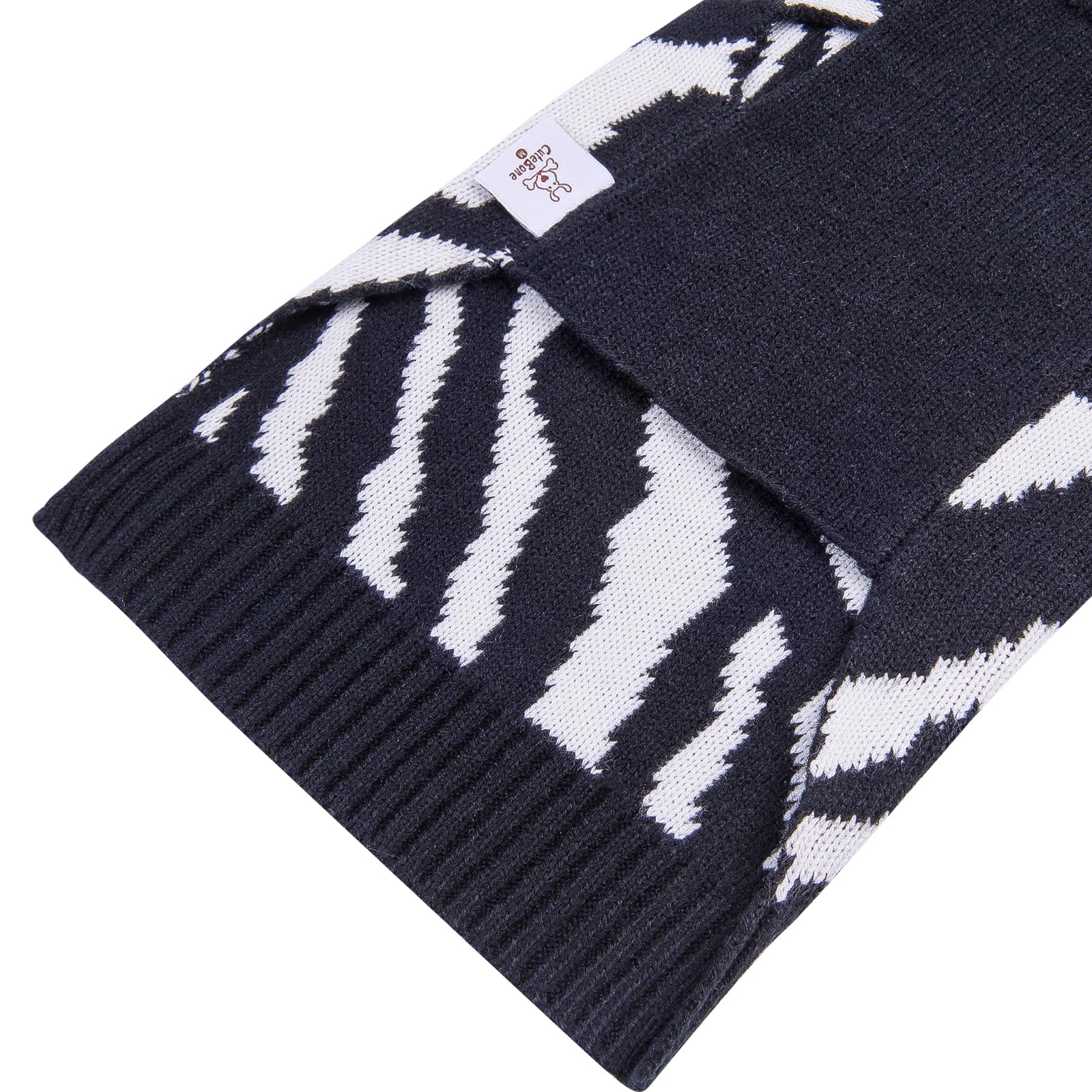 Cutebone Turtleneck Dog Sweaters For Large Dogs Zebra Knit Pullover Pet Winter Clothes Fall Dog Sweater With Harness Hole
