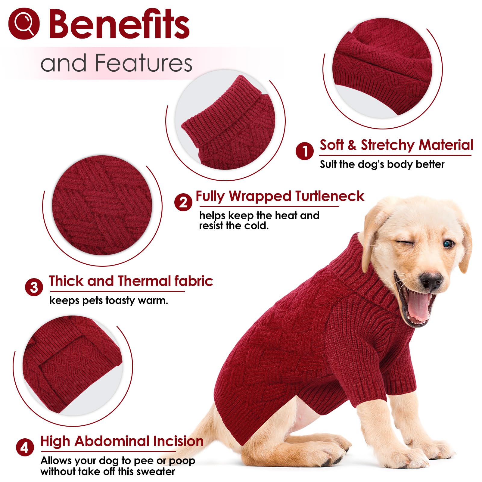 AOFITEE Small Dog Sweater, XS Dog Sweater, Warm Dog Christmas Sweater, Dog Winter Sweater for Small Dogs Girl Boy, Turtleneck Th