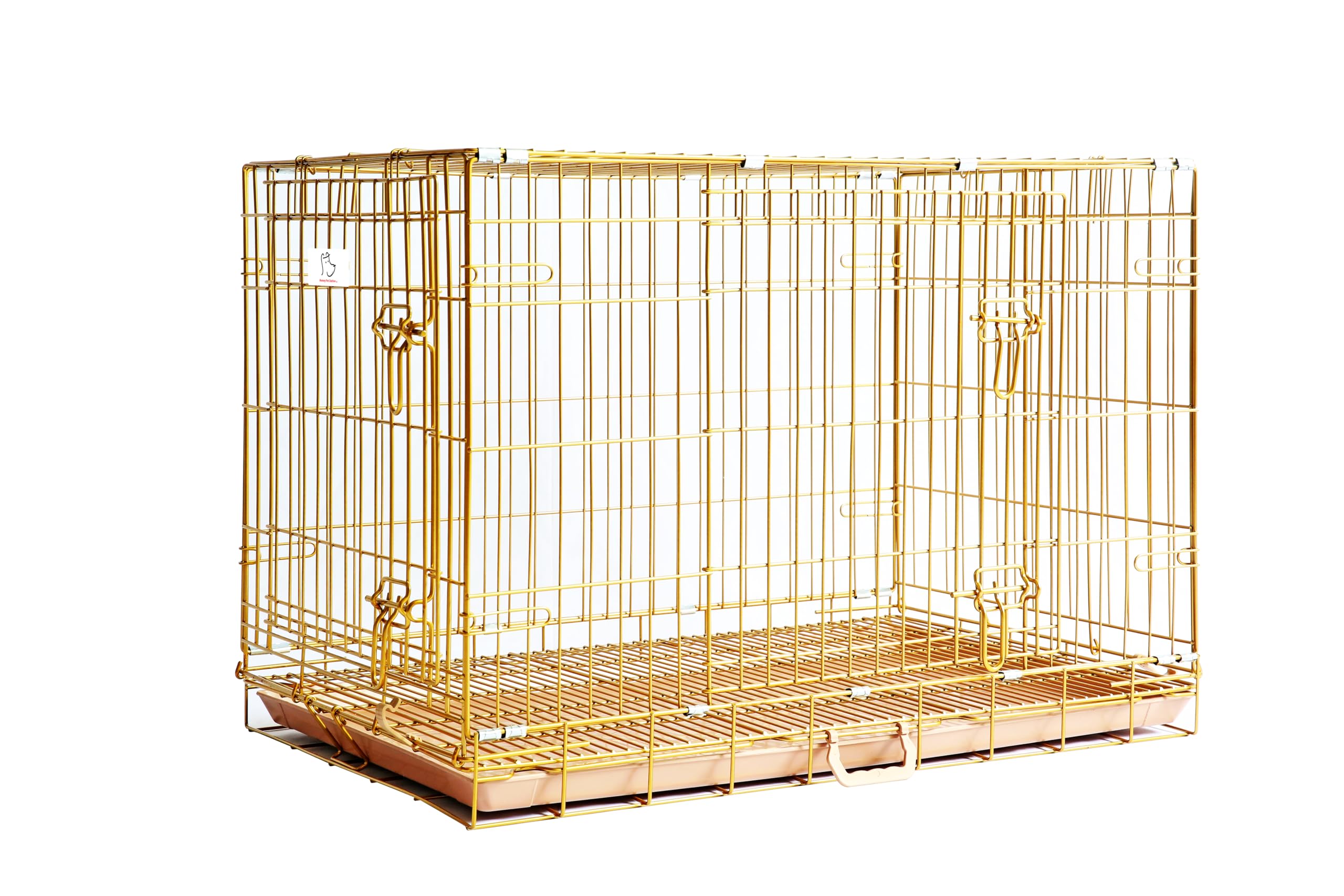 Homey Pet Copper Gold Dog Crate 36 Inch, Portable Folding Metal Wire Dog Kennel Pet Dog Cage With Removable Floor Grid, Pull Out