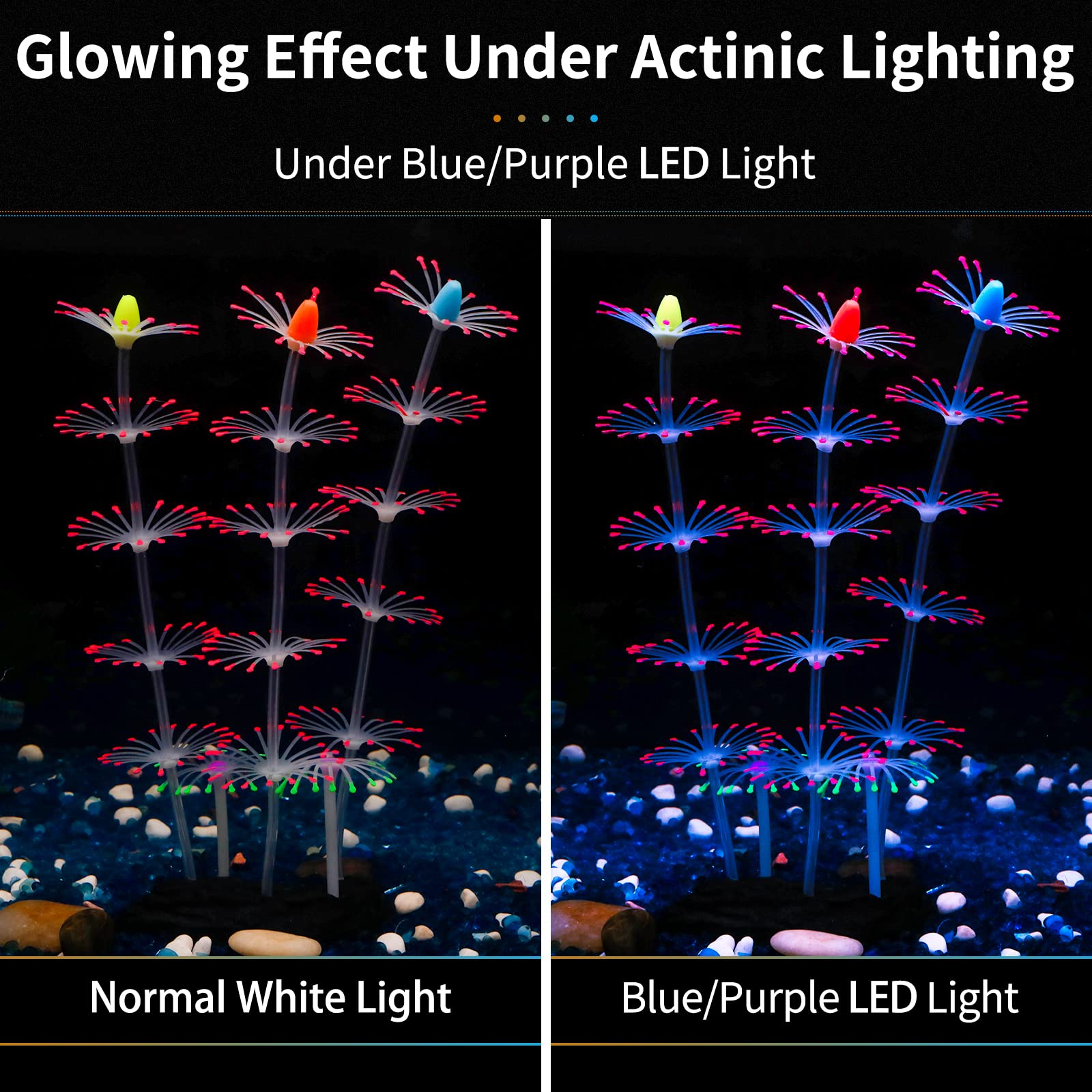 Uniclife Strip Coral Plant Ornament Glowing Effect Silicone Artificial Decoration For Fish Tank, Aquarium Landscape - Pink