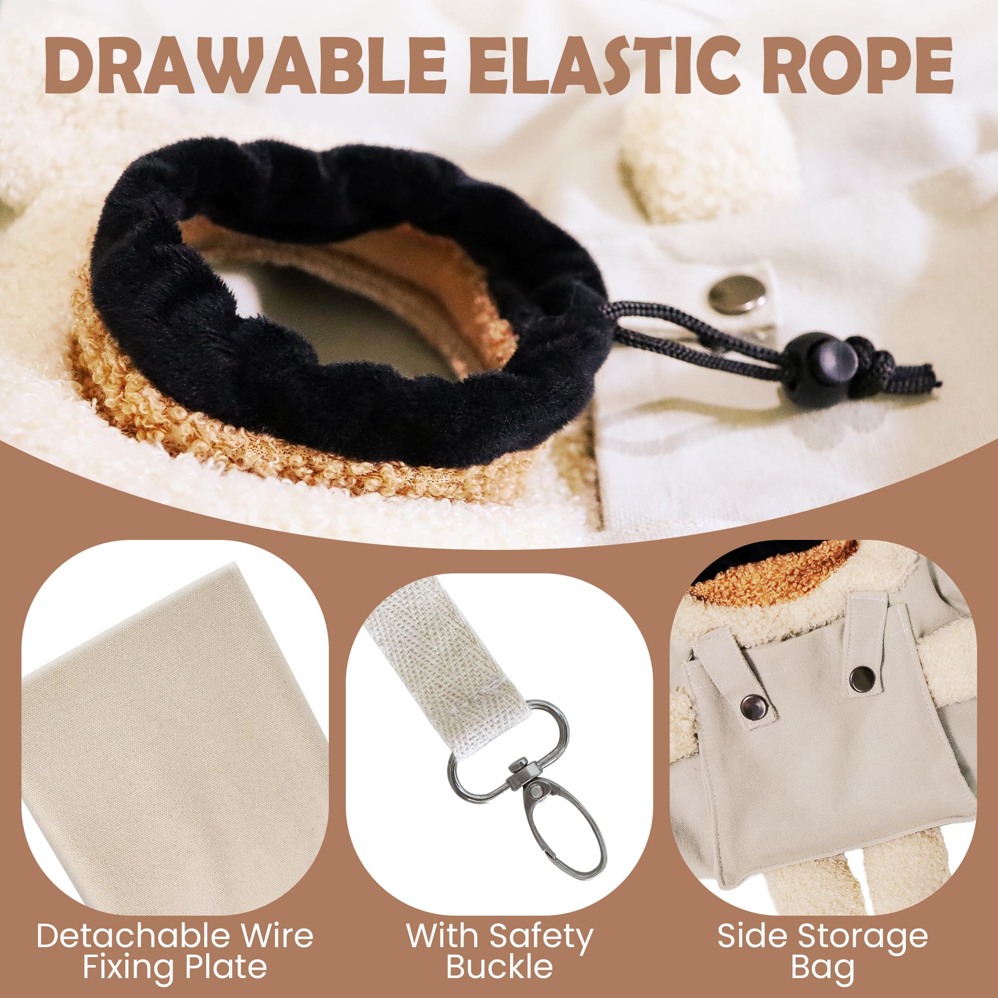 Pet Canvas Shoulder Carrying Bag, Cute Khaki Bear Shaped Cat Carrier, M Size Portable Kitten & Puppy Tote, Comfort Carriers For