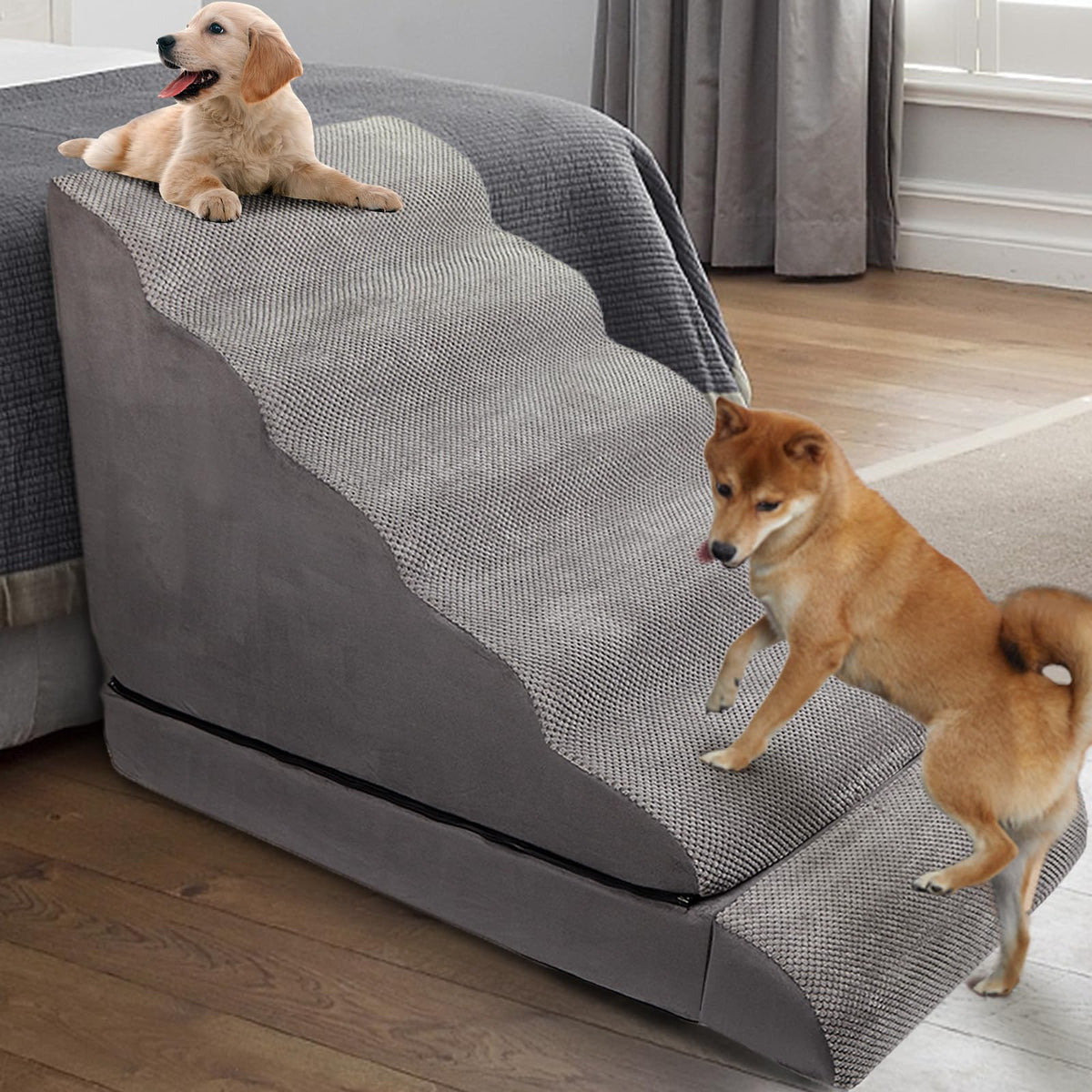 30-36 inches Height Foam Dog Stairs & Steps for High Beds Tall, LitaiL 30 inch 6 Steps Pet Stairs/Steps for High Beds Large Dogs