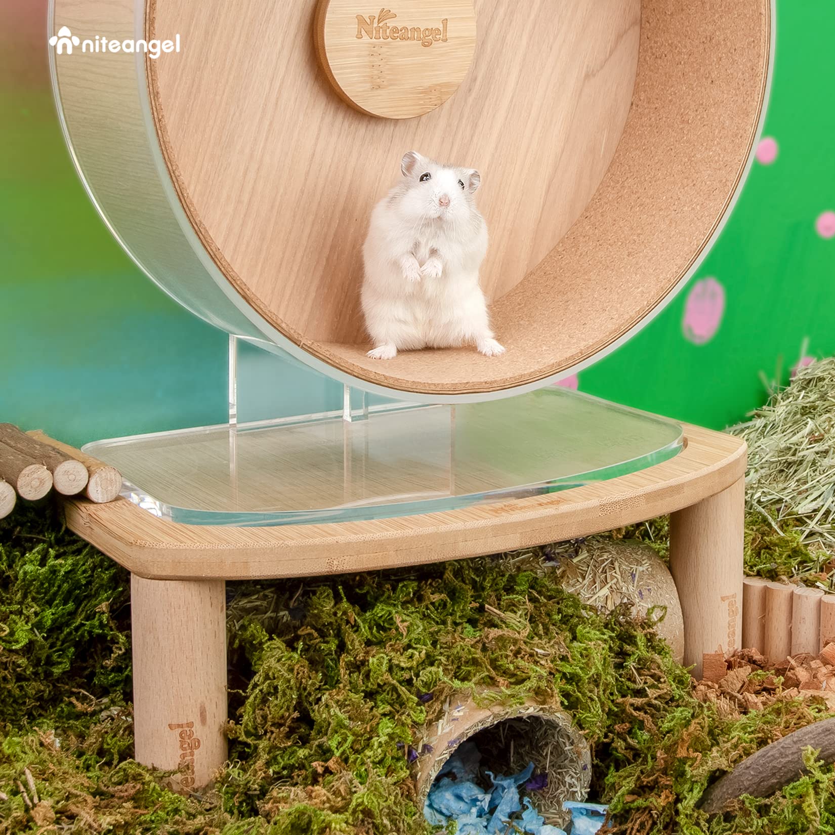 Niteangel Anti-Slide Acrylic Wooden Cloud Series Hamster Wheel Platform (Small)