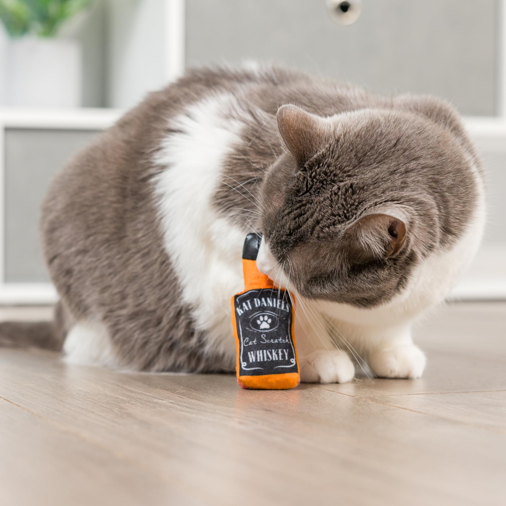 Huxley & Kent Plush Cat Toy - Kat Daniels Whiskey - Nappy Hour Strong Catnip Filled - Plush Interactive Kitten And Cat Toy With