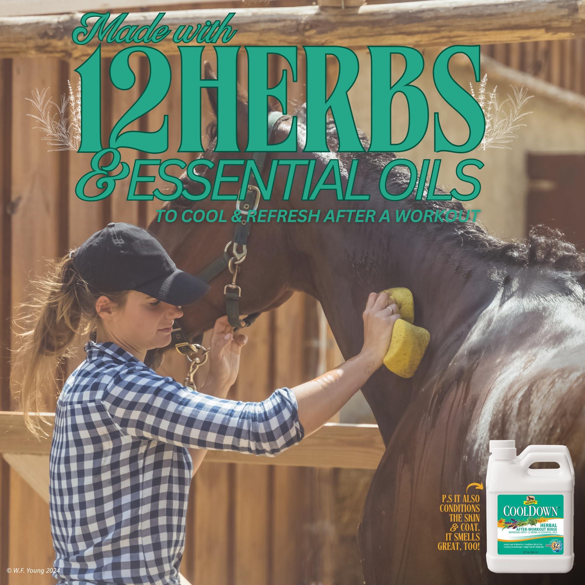 Absorbine Cooldown Herbal After Workout Rinse, 12 Herbs & Essential Oils, Soap-Free Formula, Concentrate Makes 32 Gallons