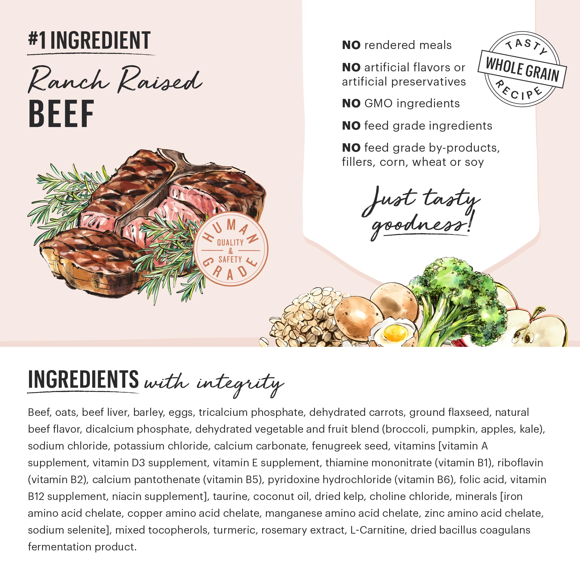 The Honest Kitchen Whole Food Clusters Whole Grain Beef & Oat Dry Dog Food, 20 lb Bag