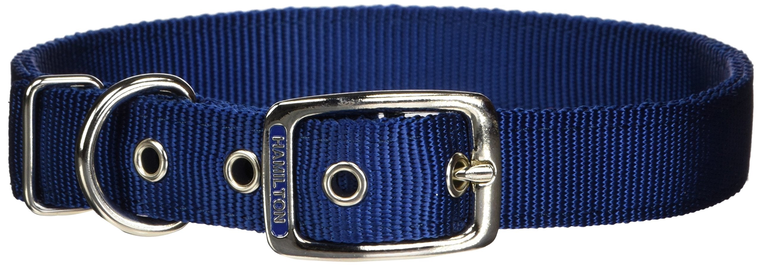 Hamilton Double Thick Nylon Deluxe Dog Collar, 1-Inch by 26-Inch, Navy Blue