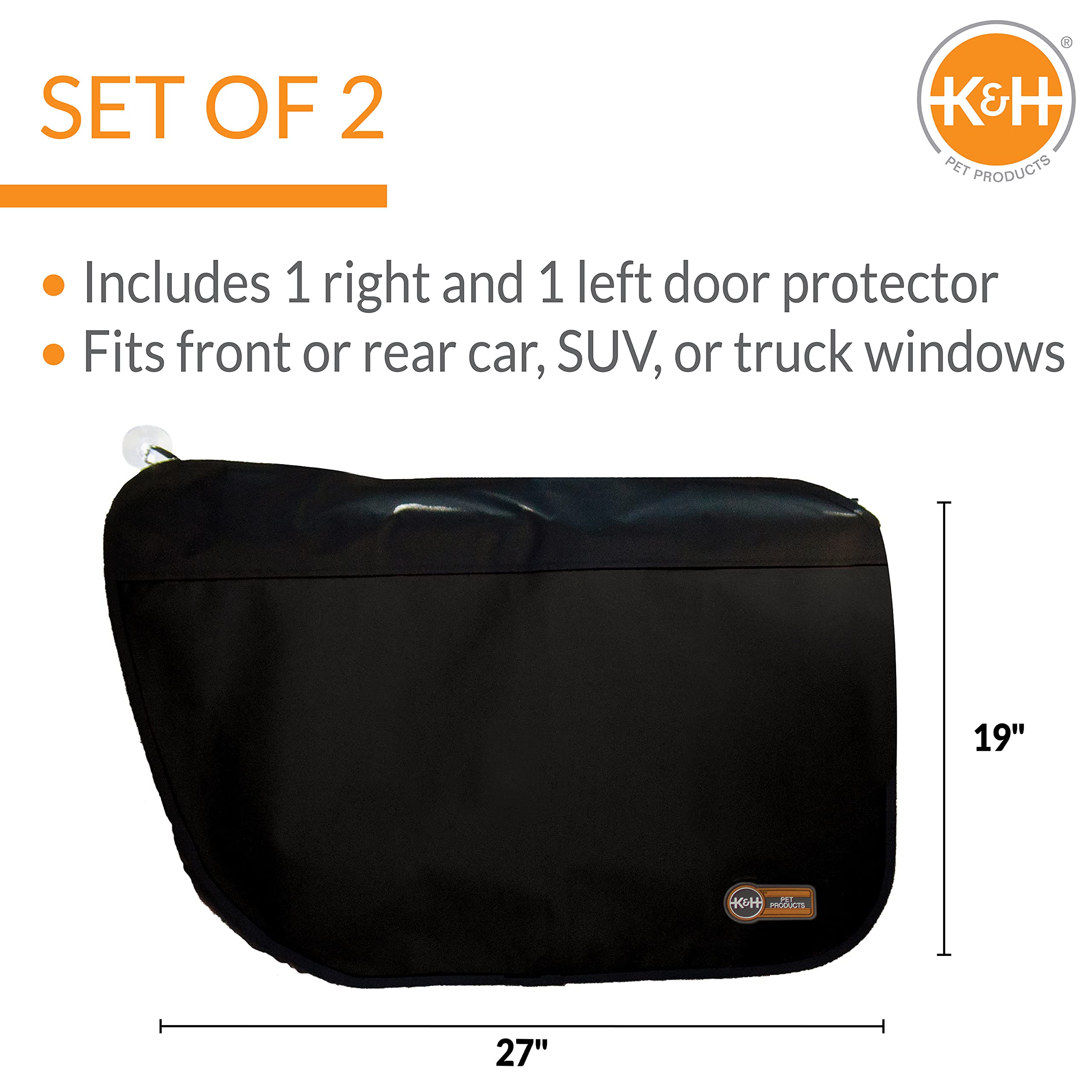 K&H Pet Products Car Door Protector For Dogs, 2 Pack Waterproof Interior Pet Car Door Protector From Dog Scratching, Stay Put Co