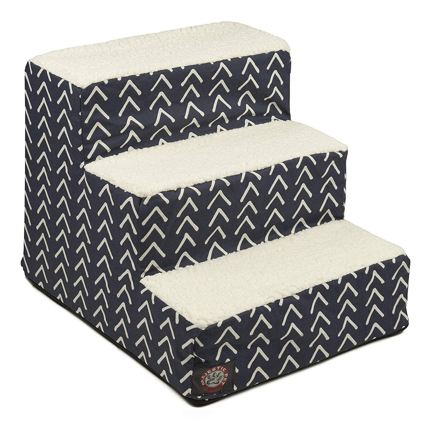 Majestic Pet 3 Step Portable Dog Stairs for Small Dogs to Get on Bed Supports 250 lbs or Less - Dog Steps for High Bed with Mach