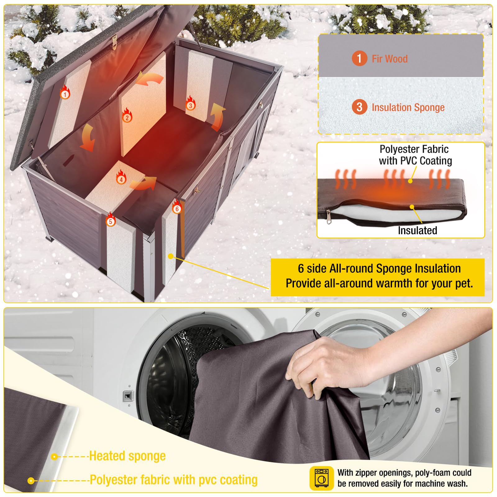 Aivituvin Outdoor Dog House 59'' Extra Large Insulated Dog Kennel With Insulation Liner For Winter,All-Around Iron Frame