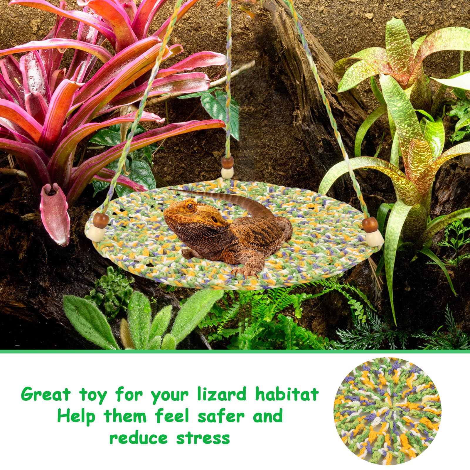 Jspupifip Bearded Dragon Bed,Bearded Dragon Hammock Large Accessories For Habitat Reptile Hammock Round Lizard Cage Gecko Tank A