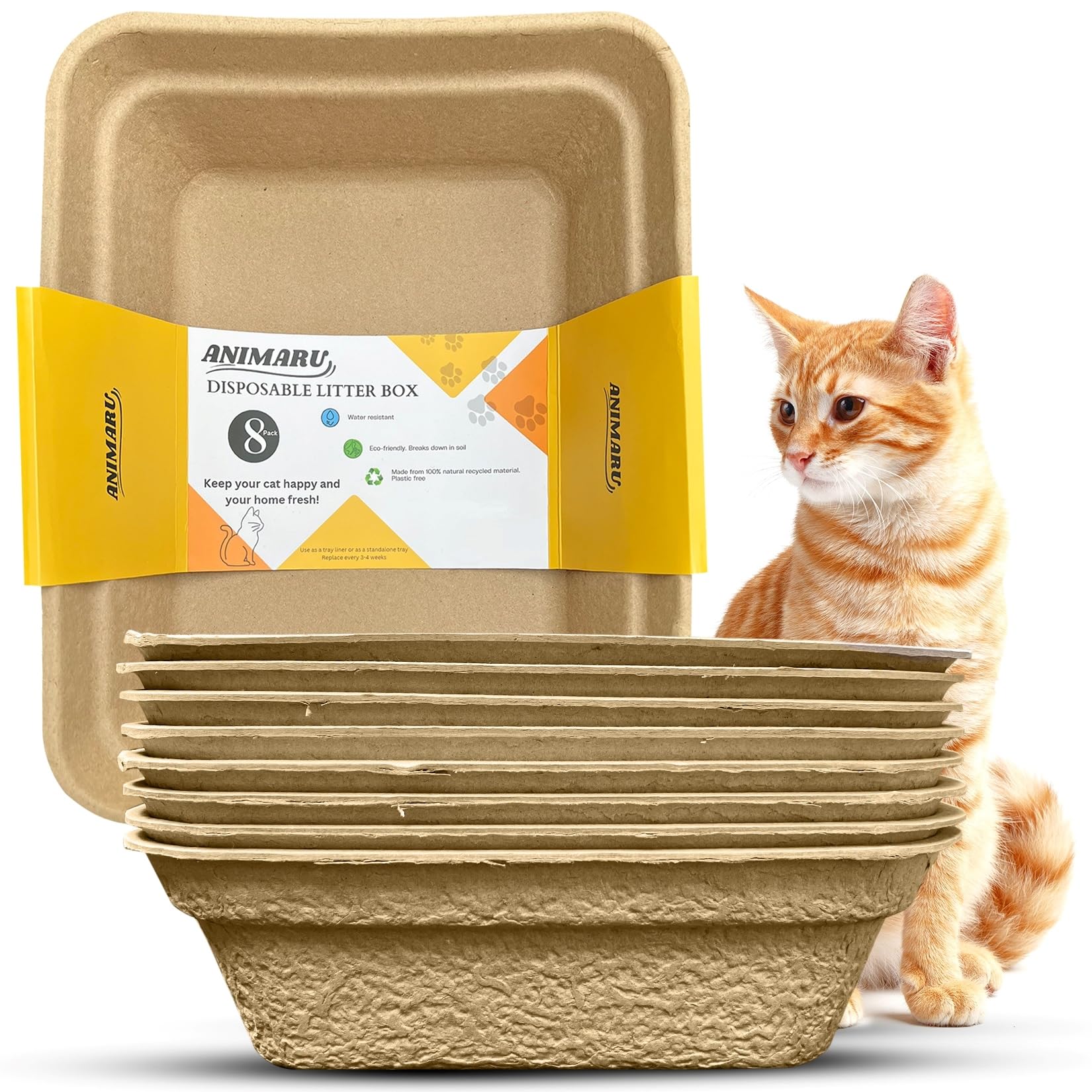 Disposable Litter Boxes (Brown, Large 8-Pack)