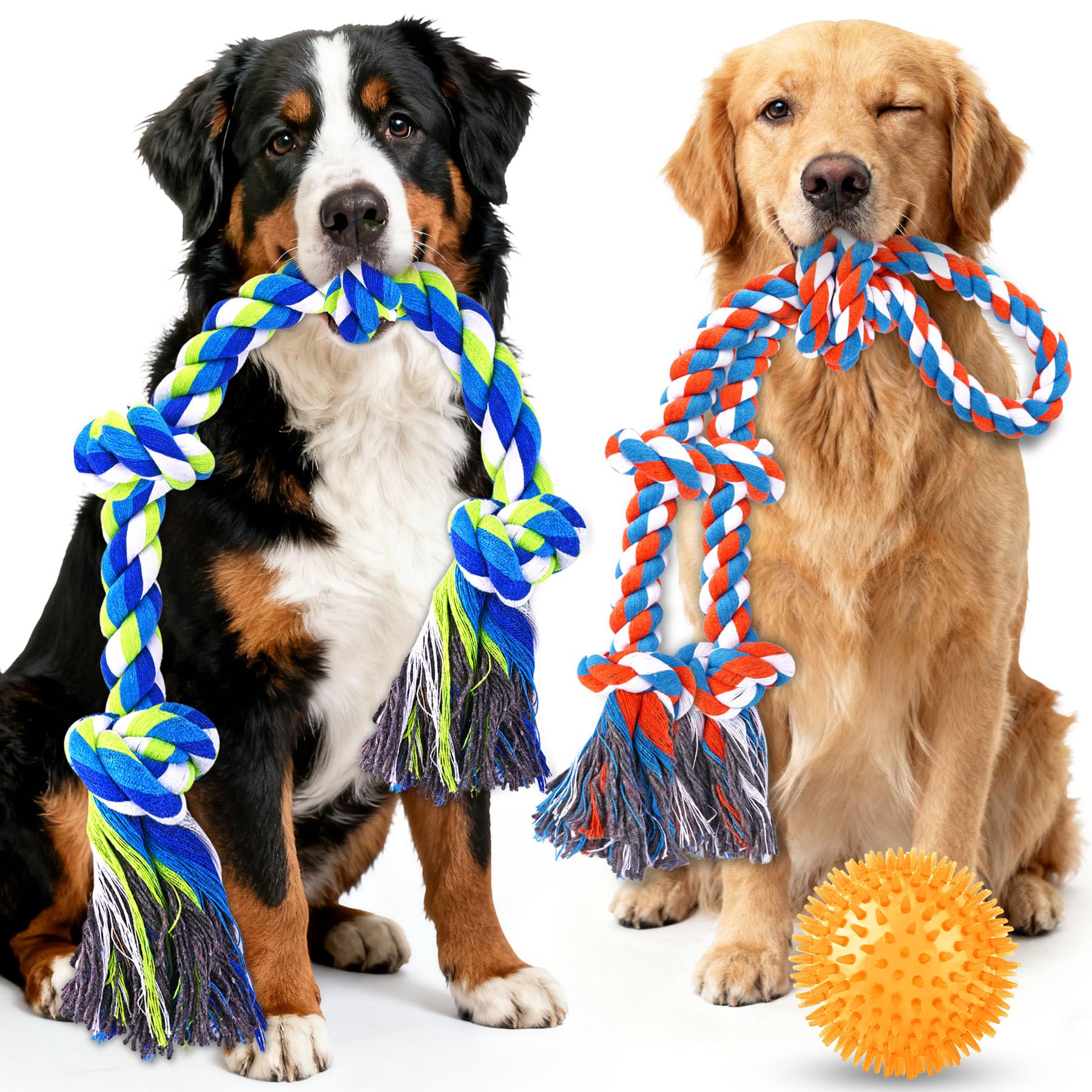 PatsFran Tough Dog Toys for Aggressive Chewers - 3 Pack Tough Chew Toys for Large Dogs, Strong Rope Toys Ideal for Tug-of-War & 