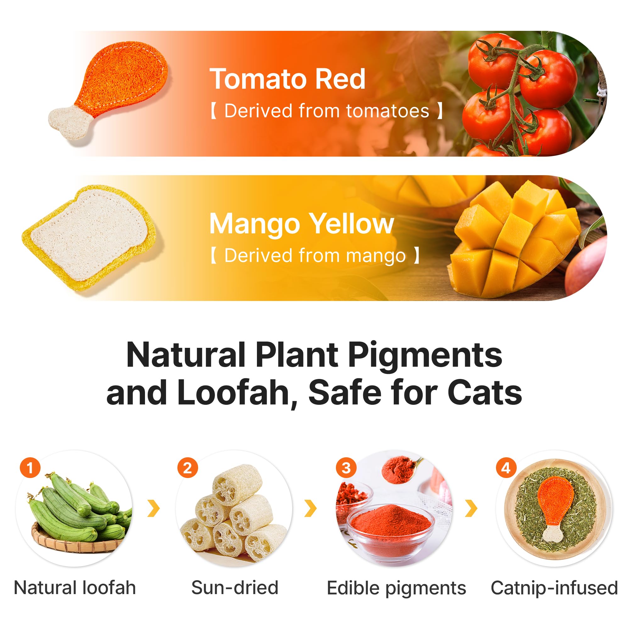 Potaroma Loofah Cat Chew Toys With Catnip And Silvervine, 3Pcs Interactive Kitten Loofa Dental Teething And Biting Catnip Toys F