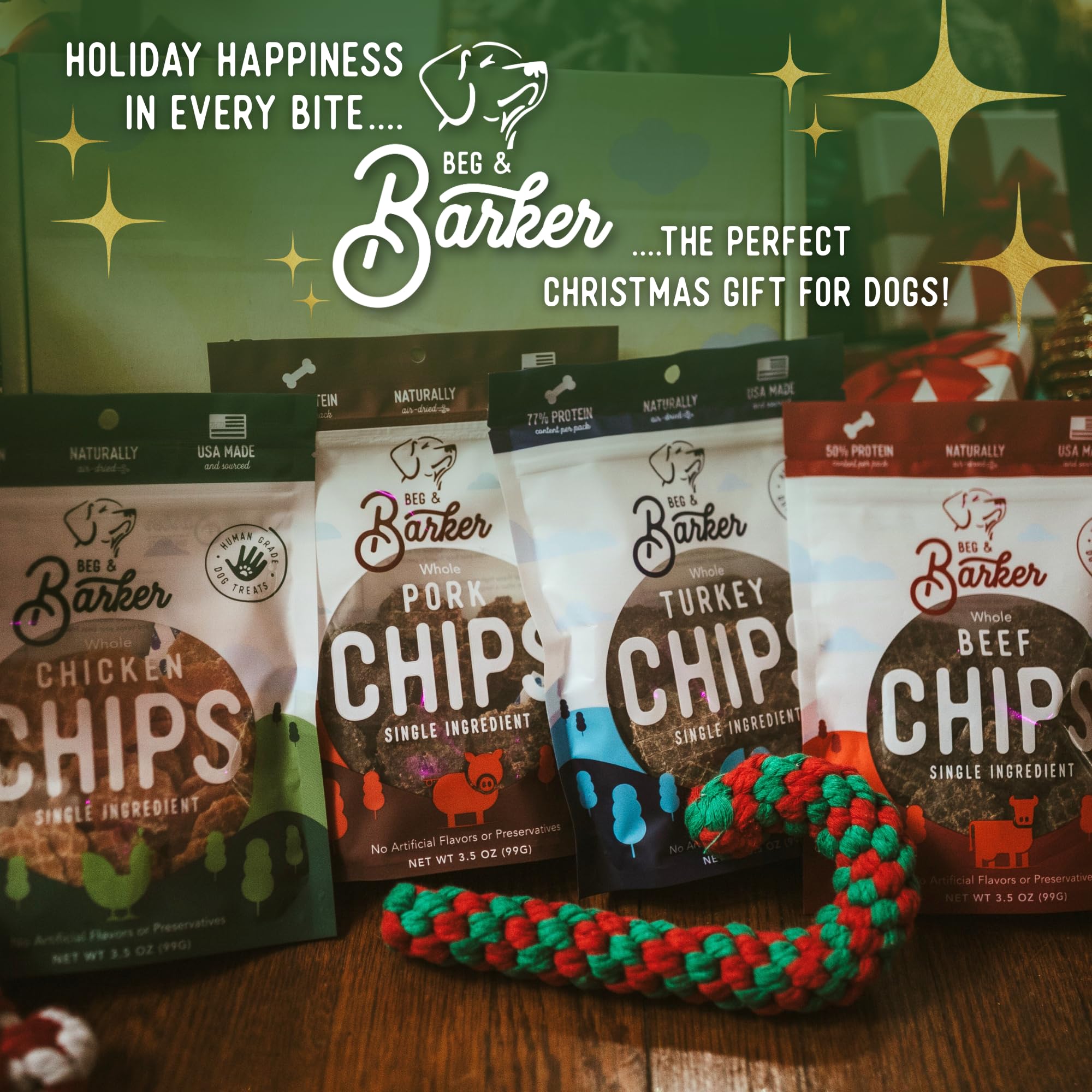 Beg & Barker All Natural Chicken Chips for Dogs (16oz) - Dog Treats Made with USA Sourced Real Meat Chicken, Made in The USA