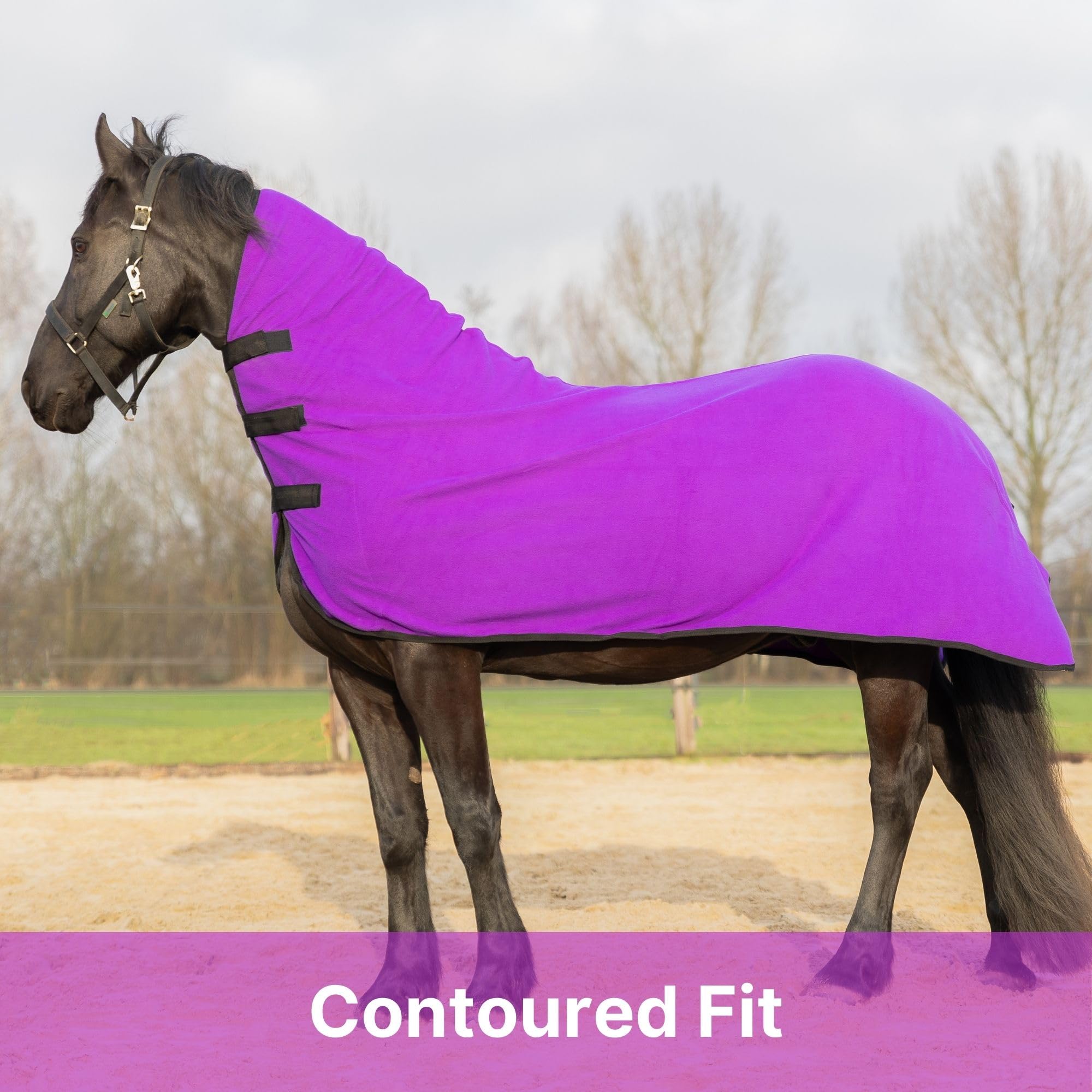 Resistance Long Lasting & Warm Soft Fleece Contour Cooler For Horse (Medium (68-72), Purple)