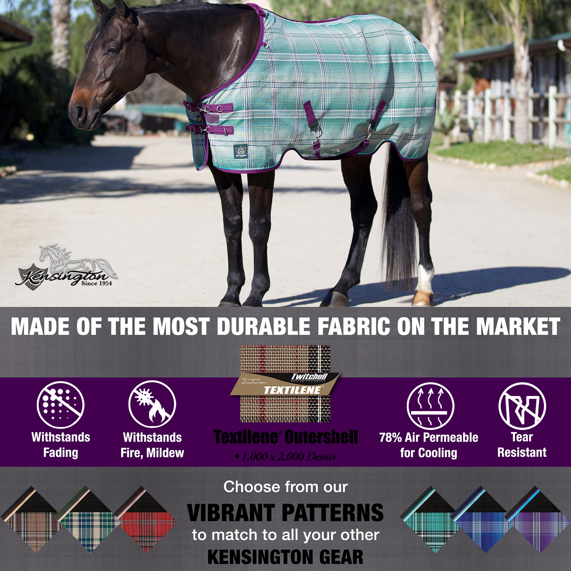 Kensington Breathable And Uv Protective Sheet Surefit All Season Protection For Horse - 72'', Imperial Jade