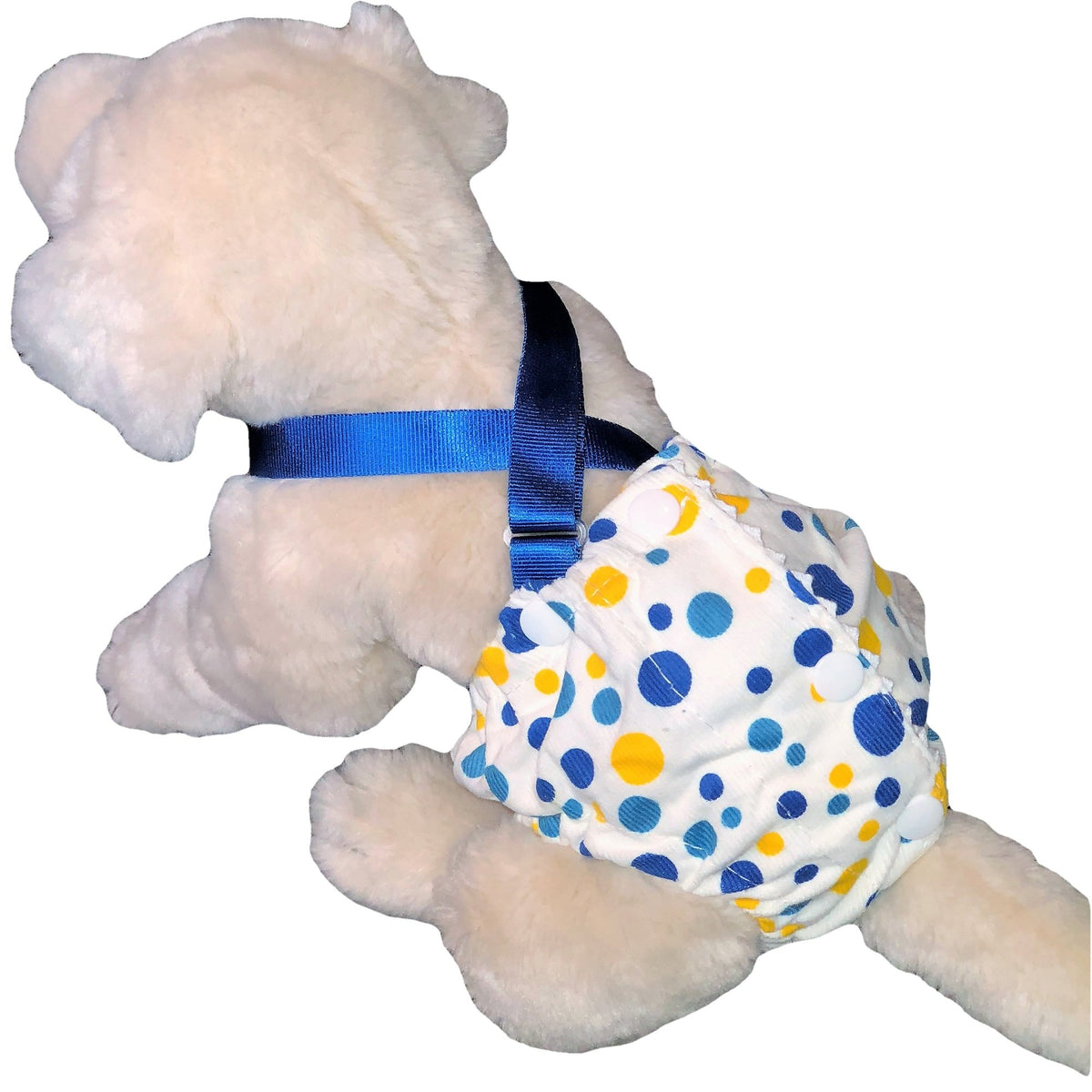 Funnydogclothes Female Dog Diaper With Suspenders Cotton Reusable Washable For Small Dog Breeds (Blue, Medium: Waist 13' - 16')
