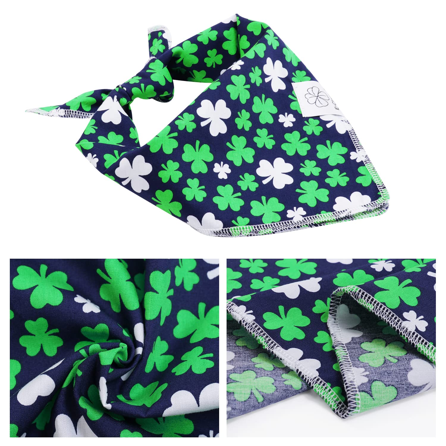 E-Clover Spring Dog Bandana & Matching Scrunchie Set Shamrock Lucky Dog Bandanas Scarf With Bow Hair Ties For Medium Large Dogs