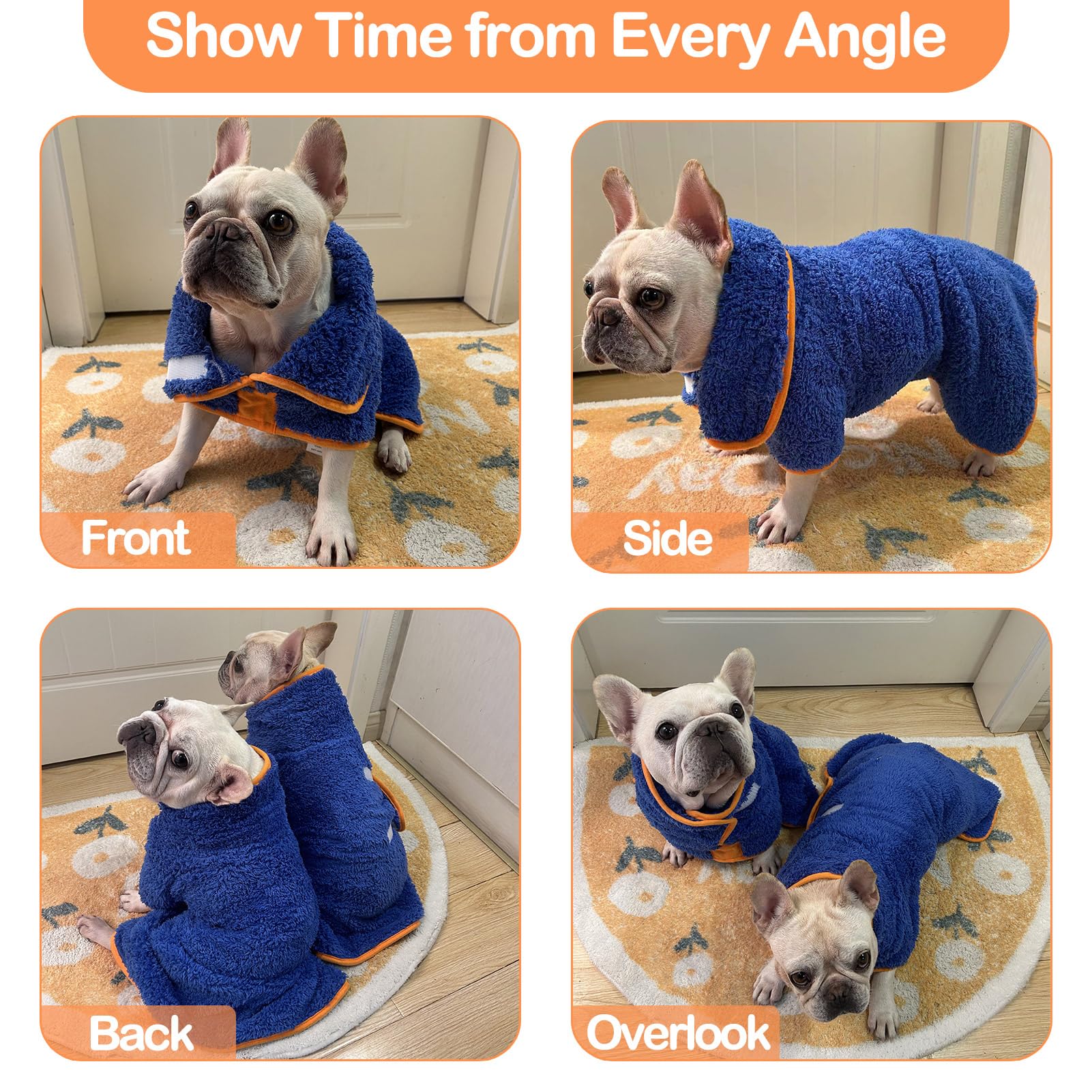 Bienbee Dog Bathrobe, Quick Drying Dog Robe Super Absorbent Dog Towels For Drying Dogs, Warm Keeping Dog Robes For After Bath Dogs Bath Supplies Dark Blue Xl