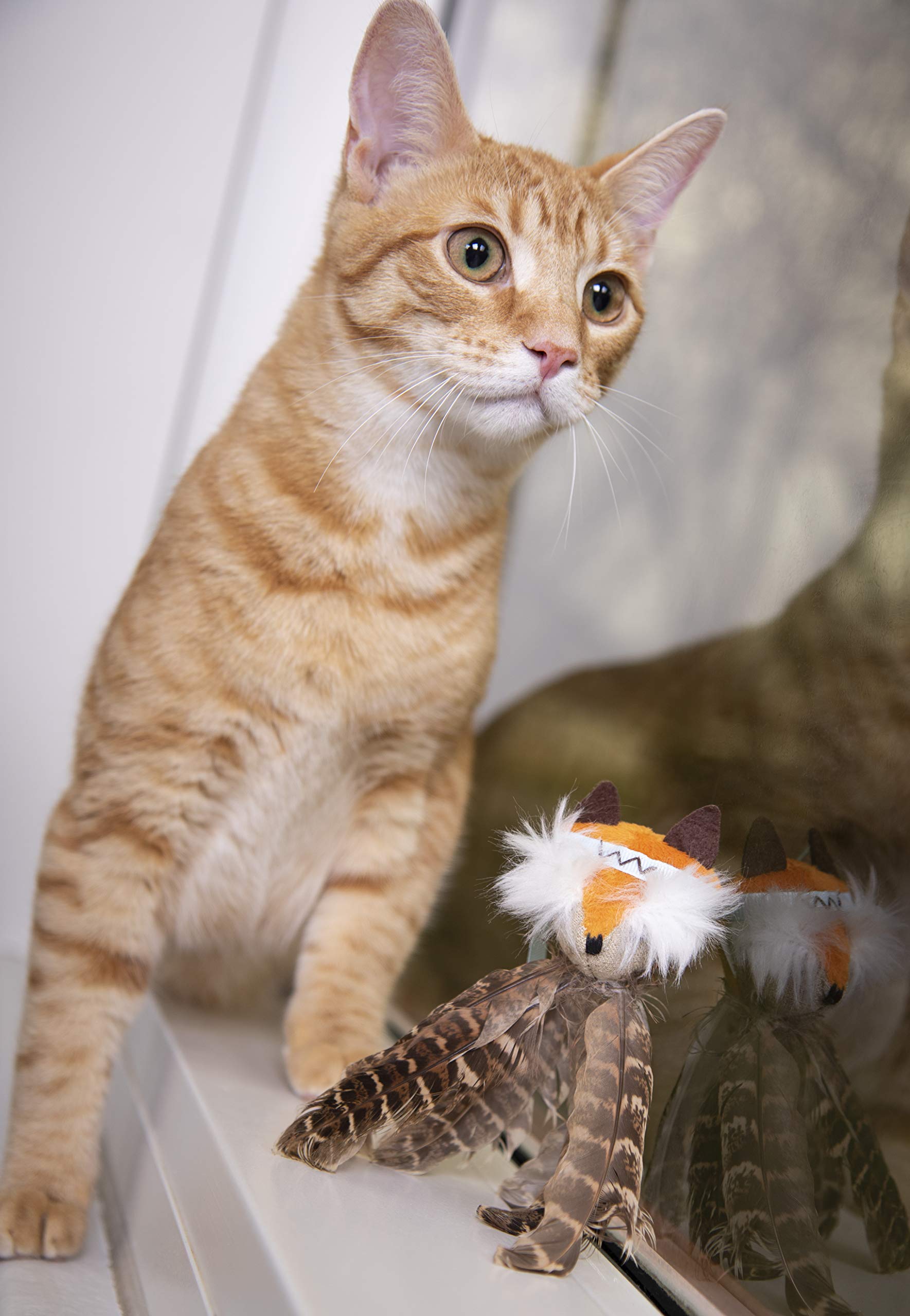 Smartykat Toss-A-Fox Feather Toss & Chase Cat Toy, Randomly Selected Color - Brown Or White, One Size