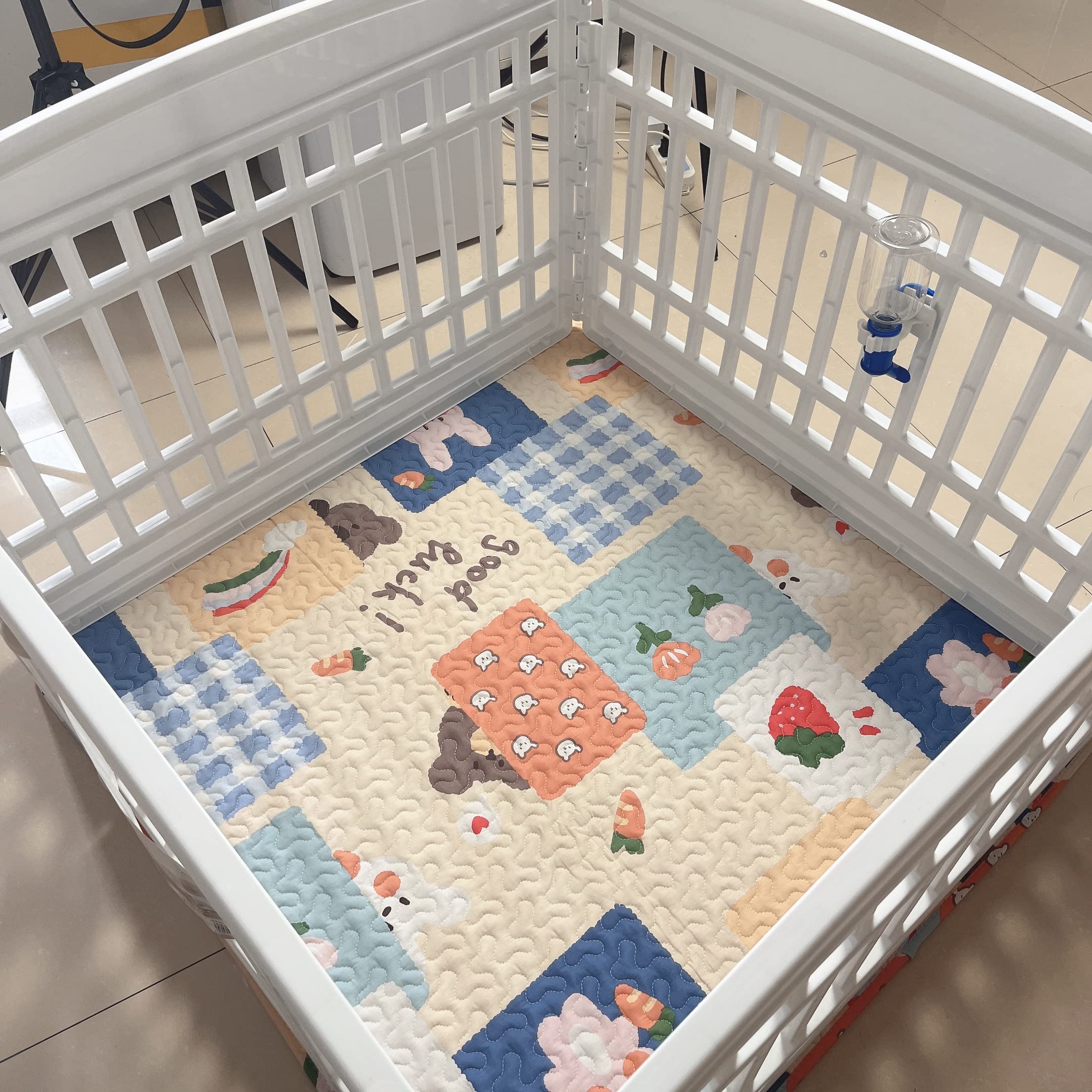 Dog Playpen Mat Crate Mat Puppy Pads, Lovely Dog Crate Pad, Anti-Slip Bottom,[Playpen Not Included !!!] Waterproof Reusable Whel