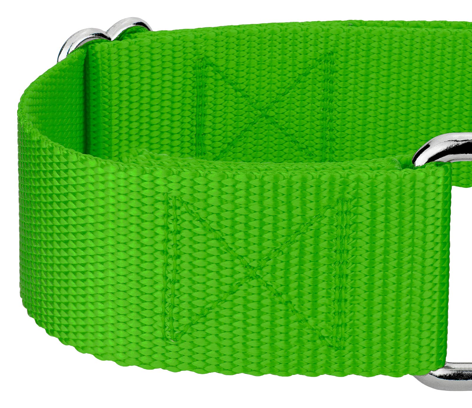 Country Brook Petz - Vibrant 15 Color Selection - Martingale Heavyduty Nylon Dog Collar (Large, 1 1/2 Inch Wide, Hot Lime Green)