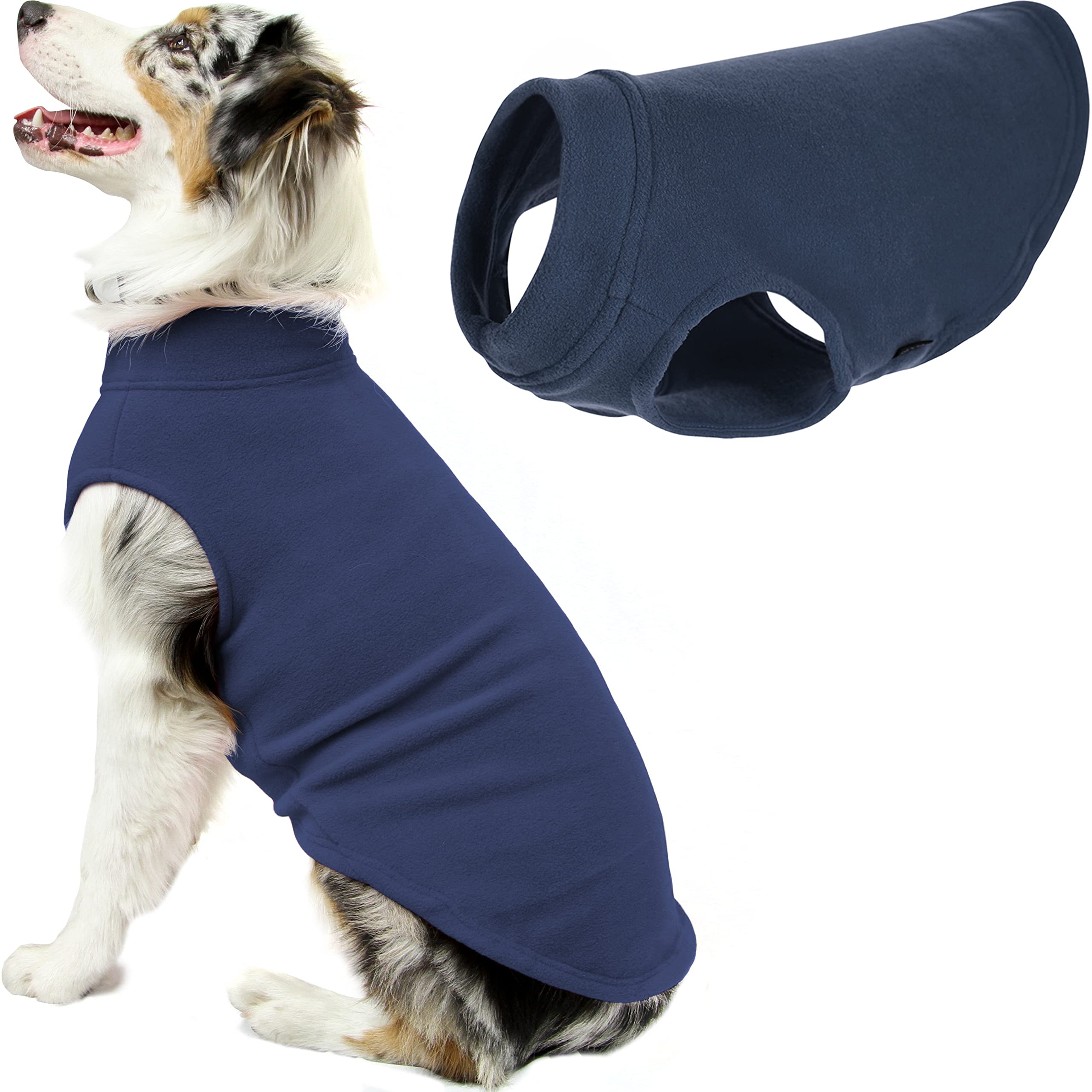 Gooby Stretch Fleece Vest Dog Sweater - Indigo Blue, 4X-Large - Warm Pullover Fleece Dog Jacket - Winter Dog Clothes For Small Dogs Boy - Dog Sweaters For Small Dogs To Dog Sweaters For Large Dogs
