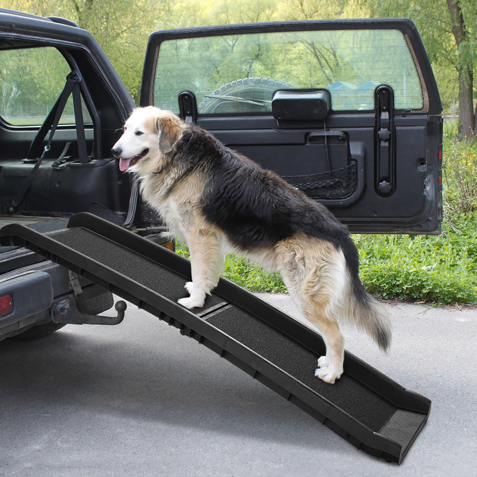 COZIWOW Folding Dog Ramps, 62   L Portable Pet Ramp for Large Dogs SUV,Cars,Lightweight Cat Ramp Non-Skid Surface Steps for High