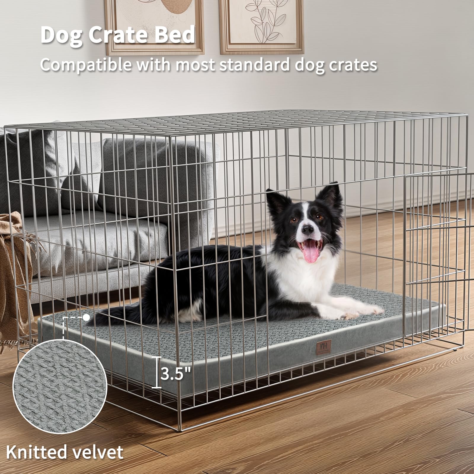 Extra Large Dog Bed, Large Sized Orthopedic Xl Dog Crate Bed,Washable & Waterproof Cover Big Plush Pet Bed Mat, Egg Crate Foam B