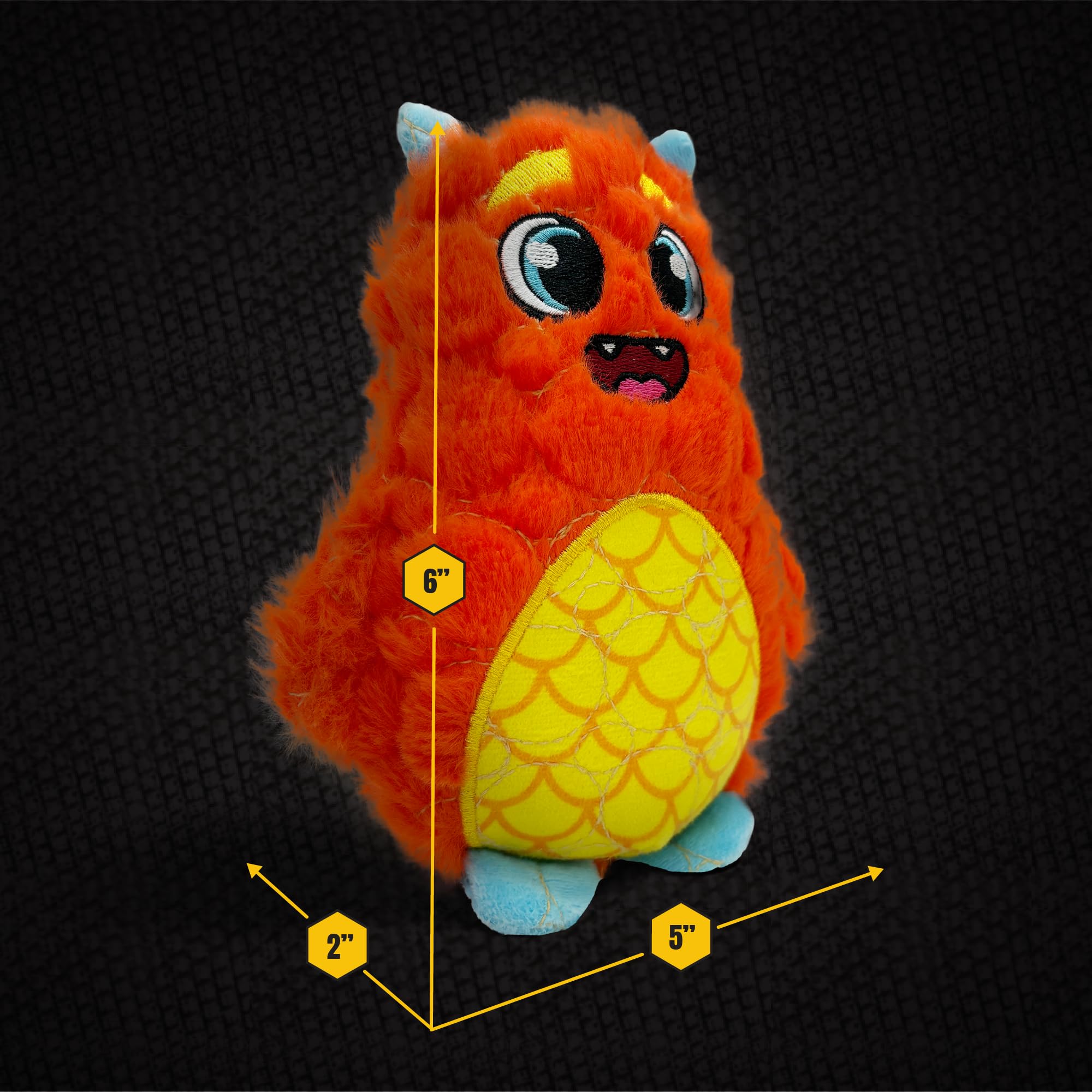 Bite Force - Durable & Strong Dog Toy Orange Monster with Squeaker, Kevlar-Reinforced for Aggressive Chewers.