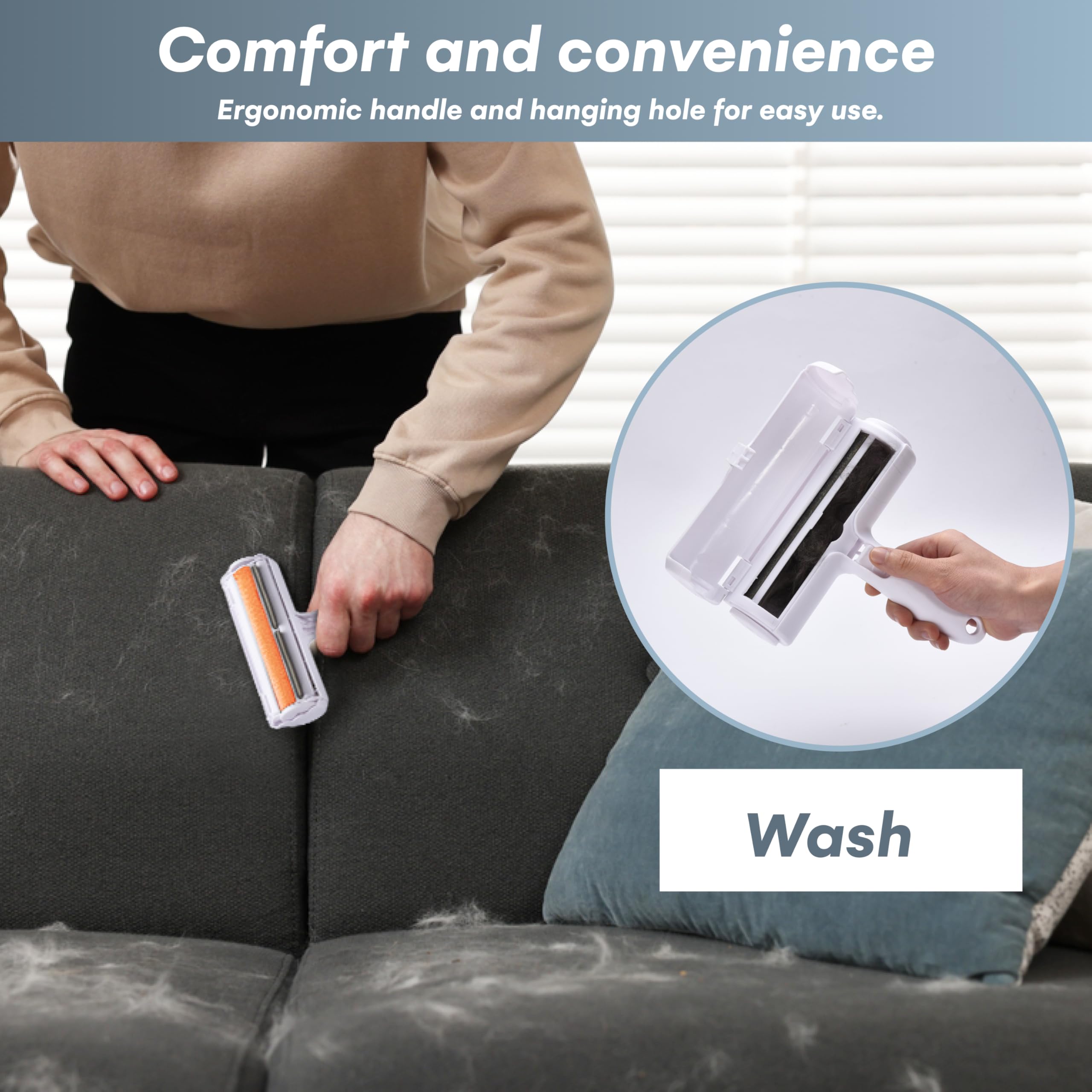 Easygleam Reusable Lint Roller For Pet Hair - Dog And Cat Fur Remover - Removal Tool For Furniture, Couch, Carpet, Car Seats, Cl