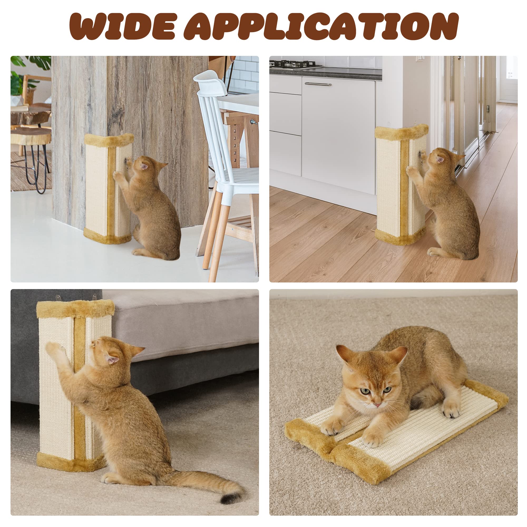 Lahas 2 Pcs Cat Wall Corner Scratcher Furniture Protector Kittens Scratch Board Sisal Cat Scratching Pad Wall Mounted For Indoor Cats