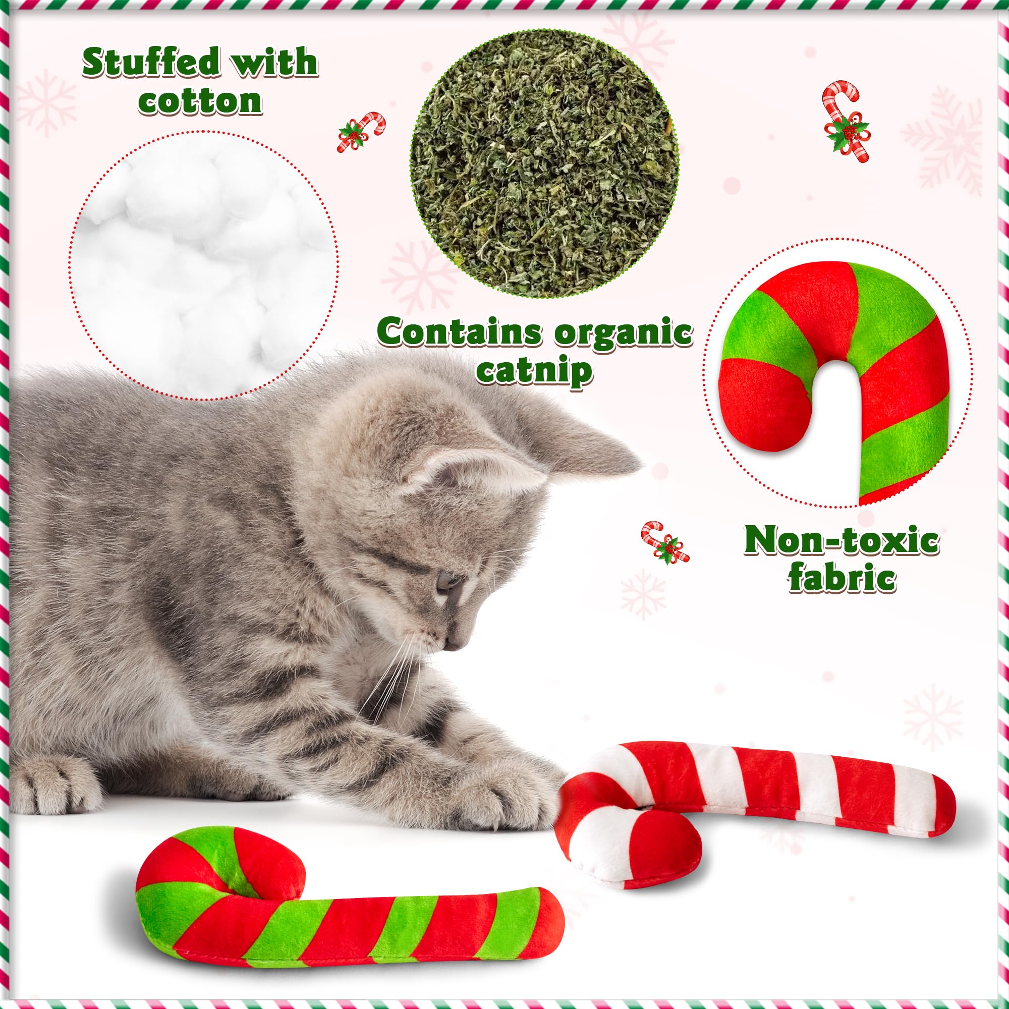 Mallmall6 4Pcs Christmas Cute Catnip Toys Gift, Cute Interactive Cat Toy For Pet Presents