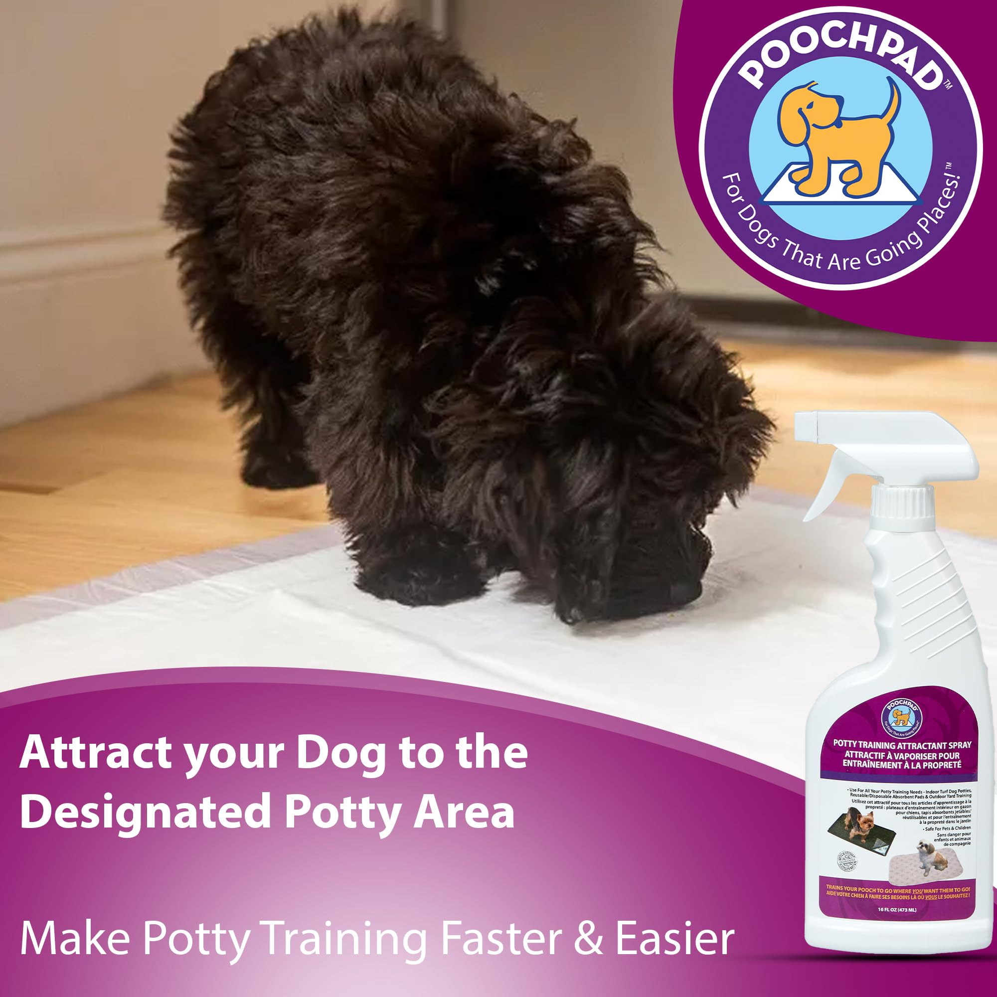 PoochPad Potty Training Attractant Spray for Dogs & Puppies 16 oz, Made in USA, Indoor Potty Pad & Outdoor Use, Dog Training & B