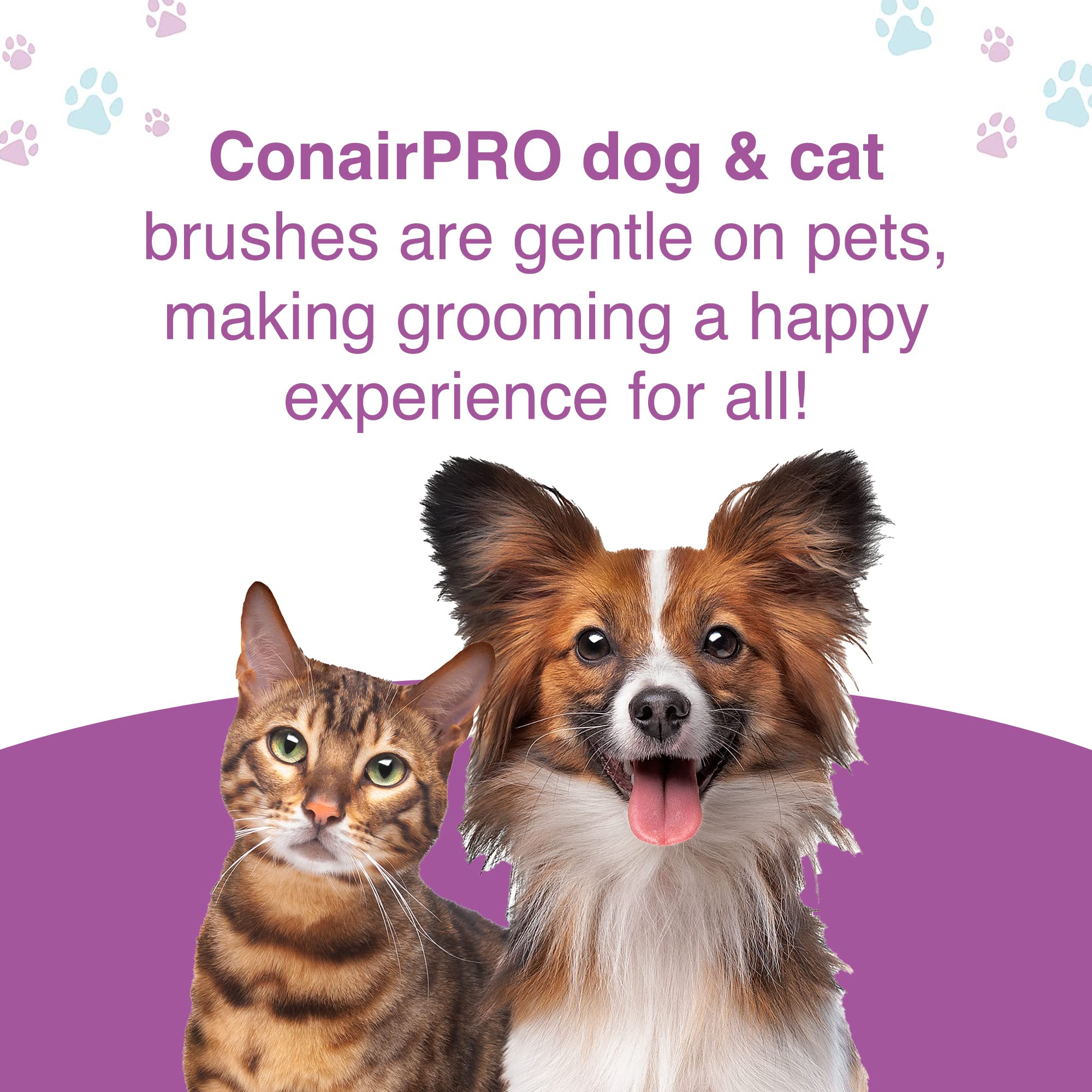 Conairpro Dog & Cat Pet Brush With Ergonomic Pet-It Design, Dog Brush For Shedding, Metal Pin, Yellow