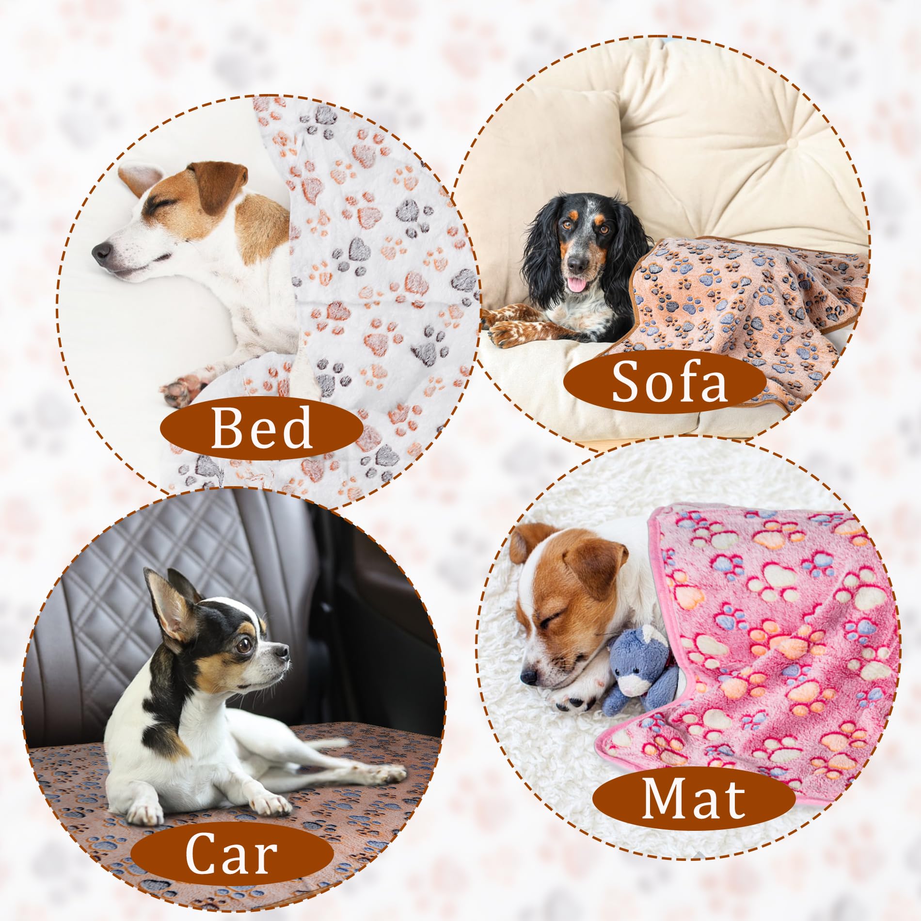 1 Pack 3 Blankets Super Soft Fluffy Premium Fleece Pet Blanket Flannel Paw Printed Throw for Dog Puppy Cat (Small 23x16, Beige