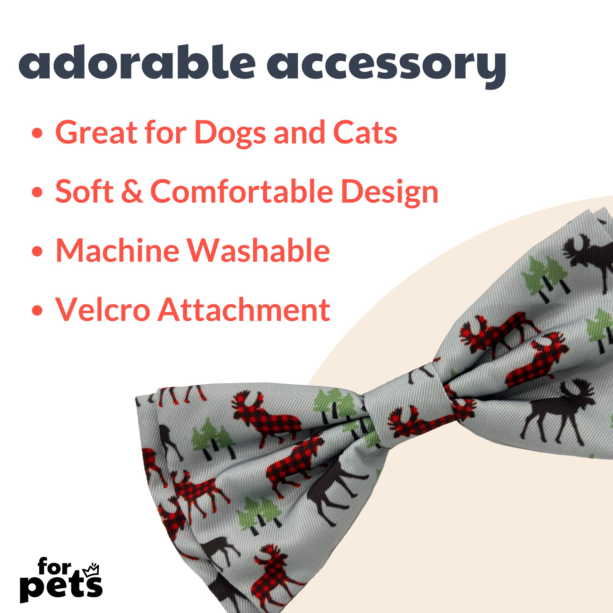 Huxley & Kent Bow Tie For Pets | Woodsy Moose (Extra-Large) | Bow Tie Collar Attachment | Fun Bow Ties For Dogs & Cats | Cute, C