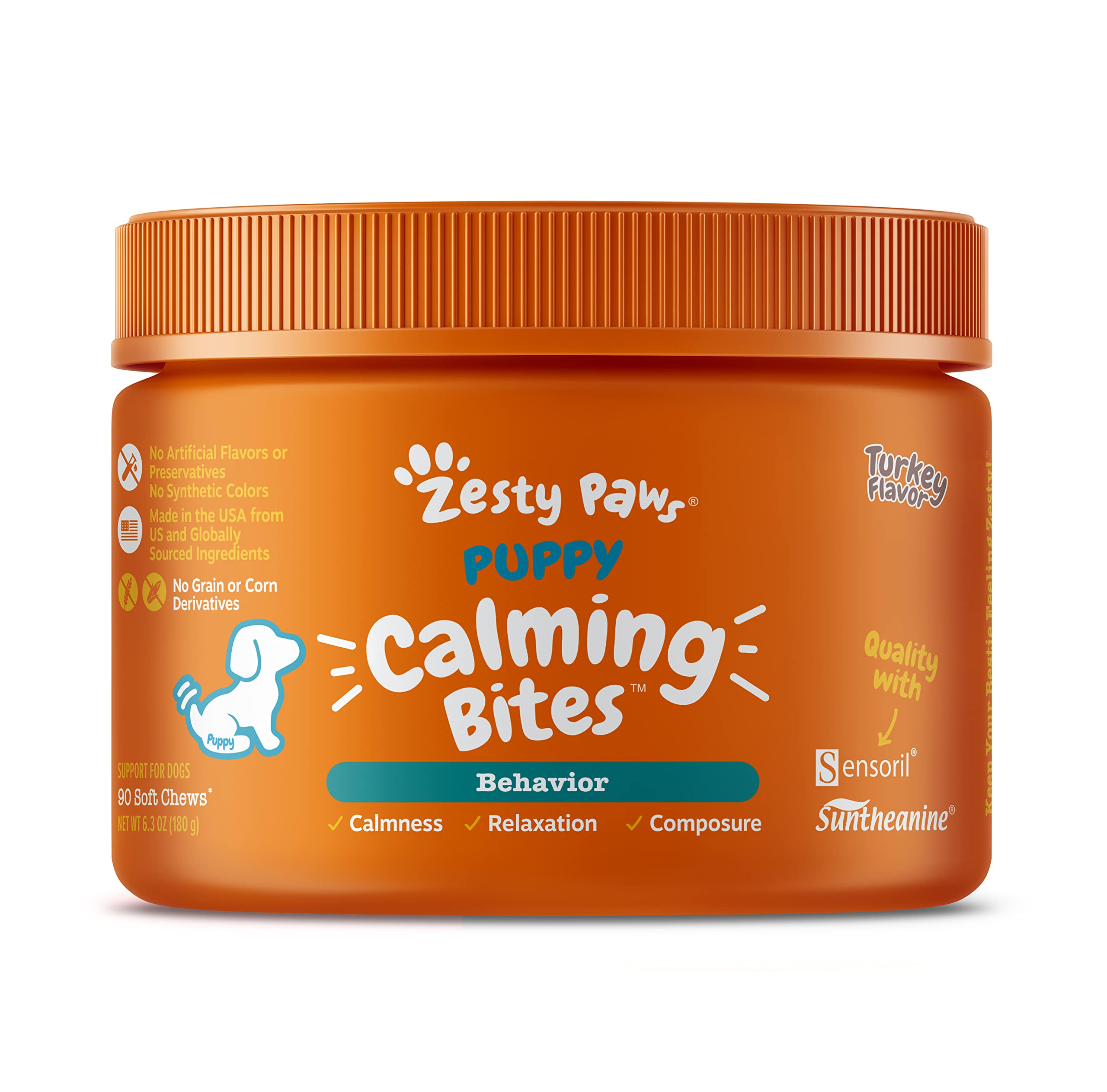 Zesty Paws Calming Chews for Dogs Composure & Relaxation for Everyday Stress & Separation Turkey Puppy 90 Count