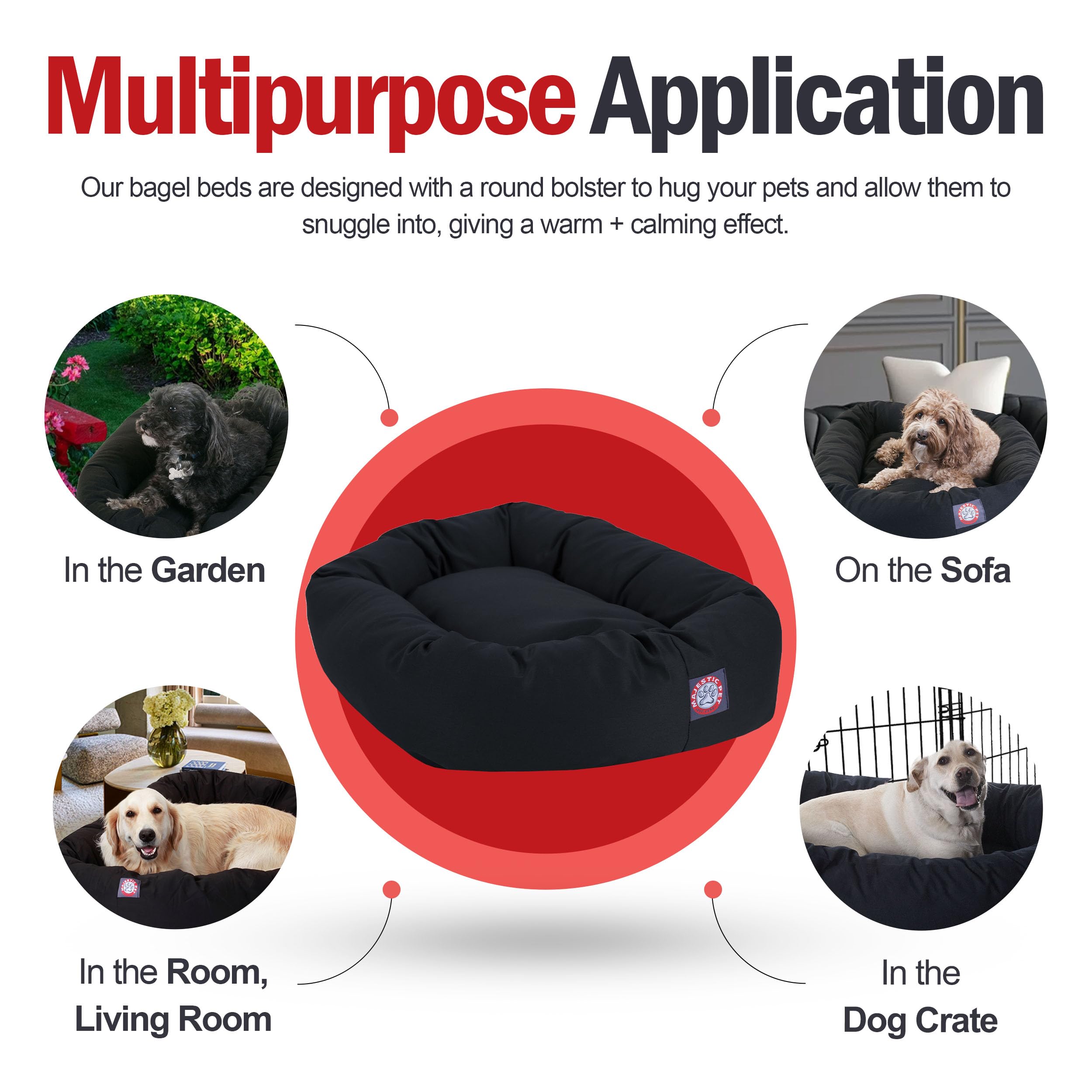 Majestic Pet 24 inch Black Bagel Dog Bed Products