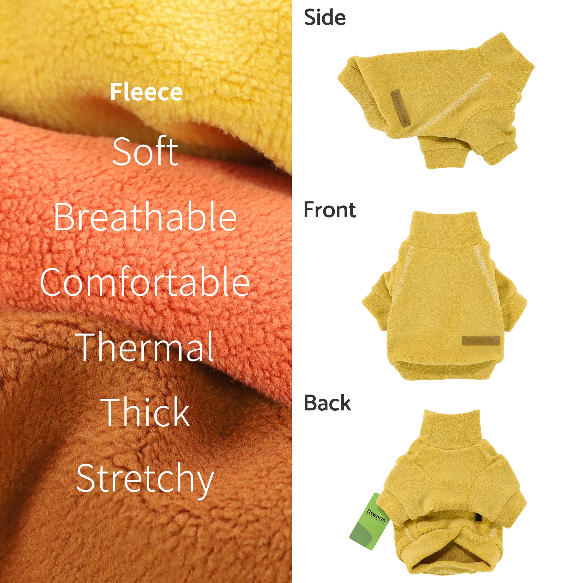 Fitwarm 3 Pack Classic Fleece Dog Sweater, Turtleneck Dog Sweatshirt, Dog Winter Clothes For Small Dogs Boy Girl, Pet Pullover Jumper, Cat Apparel, Orange, Yellow, Coffee, Large