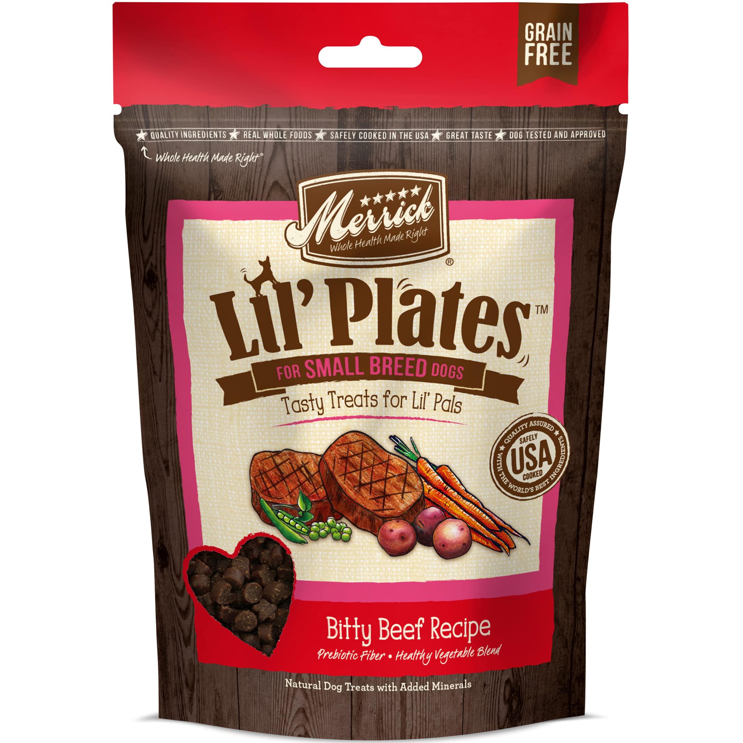 Merrick Lil Plates Bitty Beef Recipe Grain Free Small Breed Dog Treats - 5 oz. Pouch