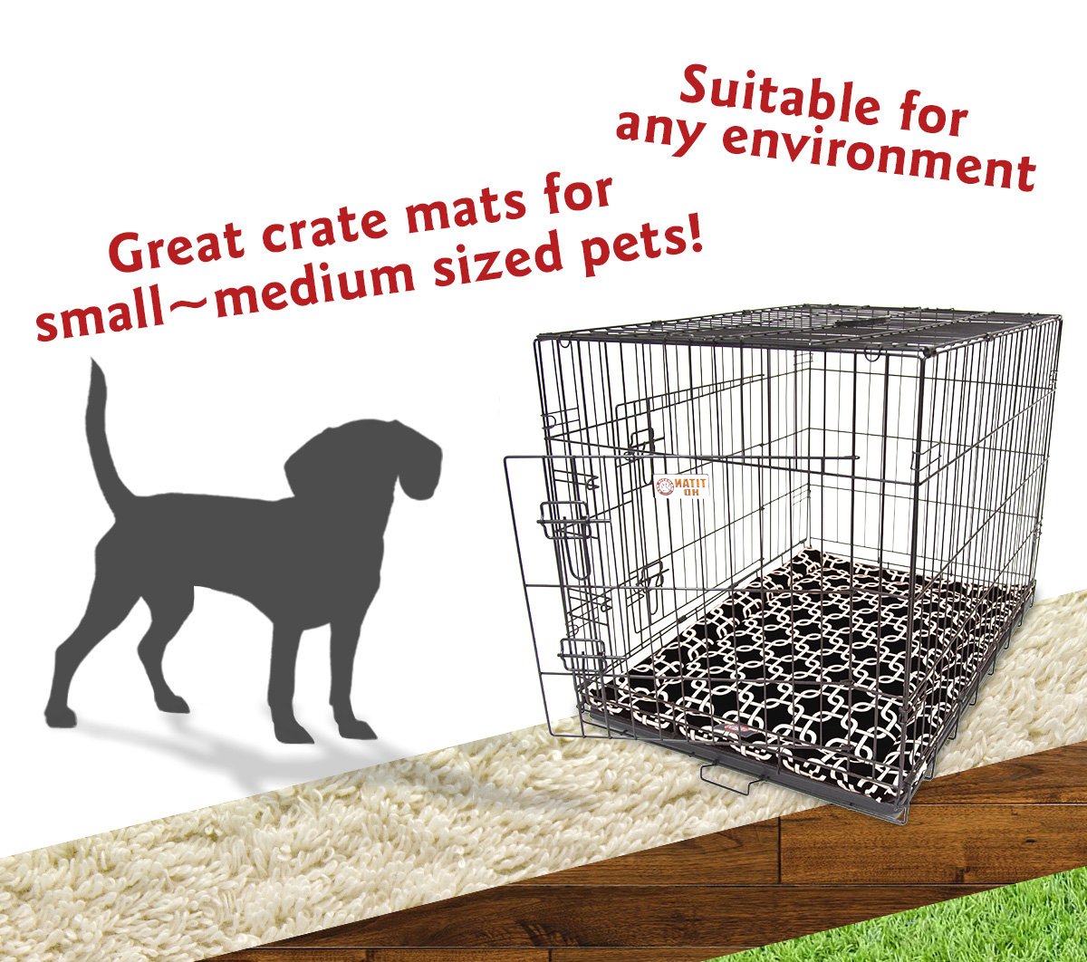 30' Links Black Crate Dog Bed Mat By Majestic Pet Products