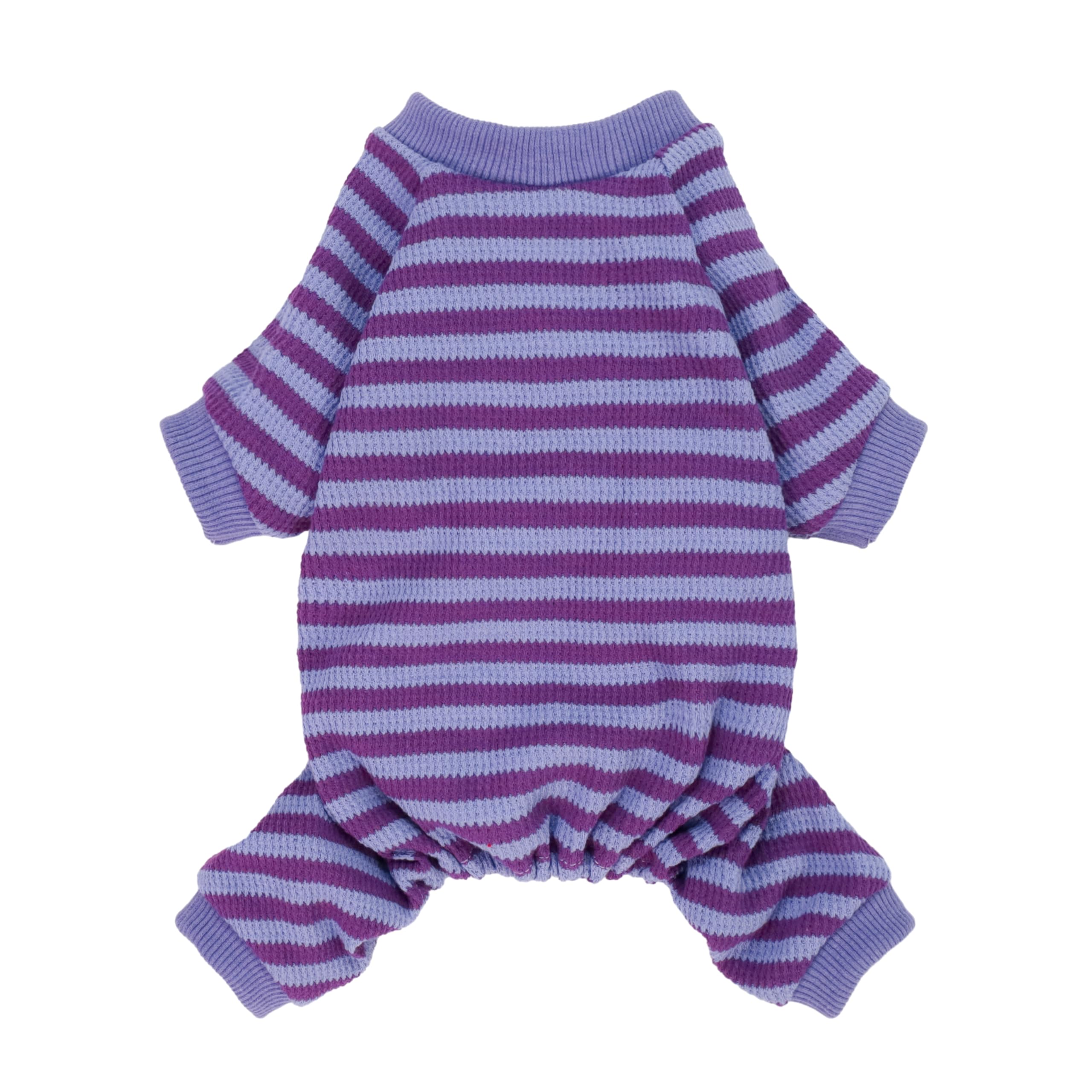 Fitwarm Purple And Violet Striped Dog Pajamas, Waffle Dog Clothes For Small Dogs Girl Boy, Puppy Onesie With Feet, Pet Cat Outfi