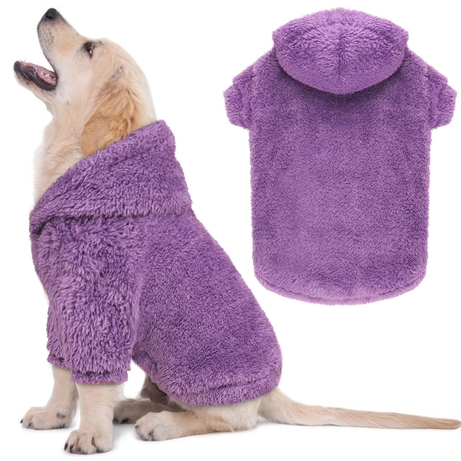 Fuzzy Dog Sweaters For Medium Dogs Dog Hoodie Soft Double-Sided Plush Fleece Dog Sweater Dog Clothes Dog Coats Dog Hoodie Sherpa